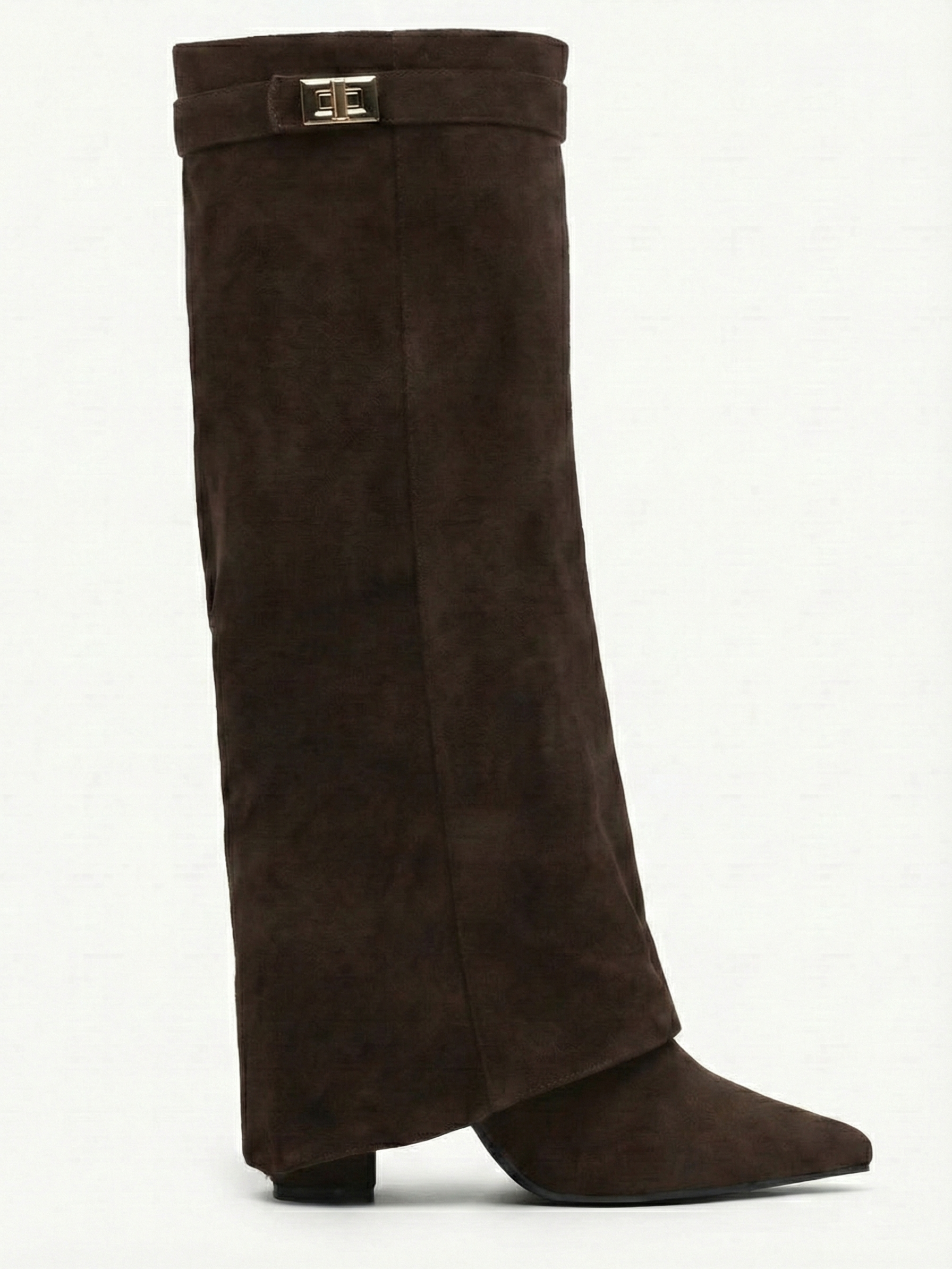 Bottes hautes en daim pour femmes, tige droite fine et bout pointu Noir | FormaLuxe