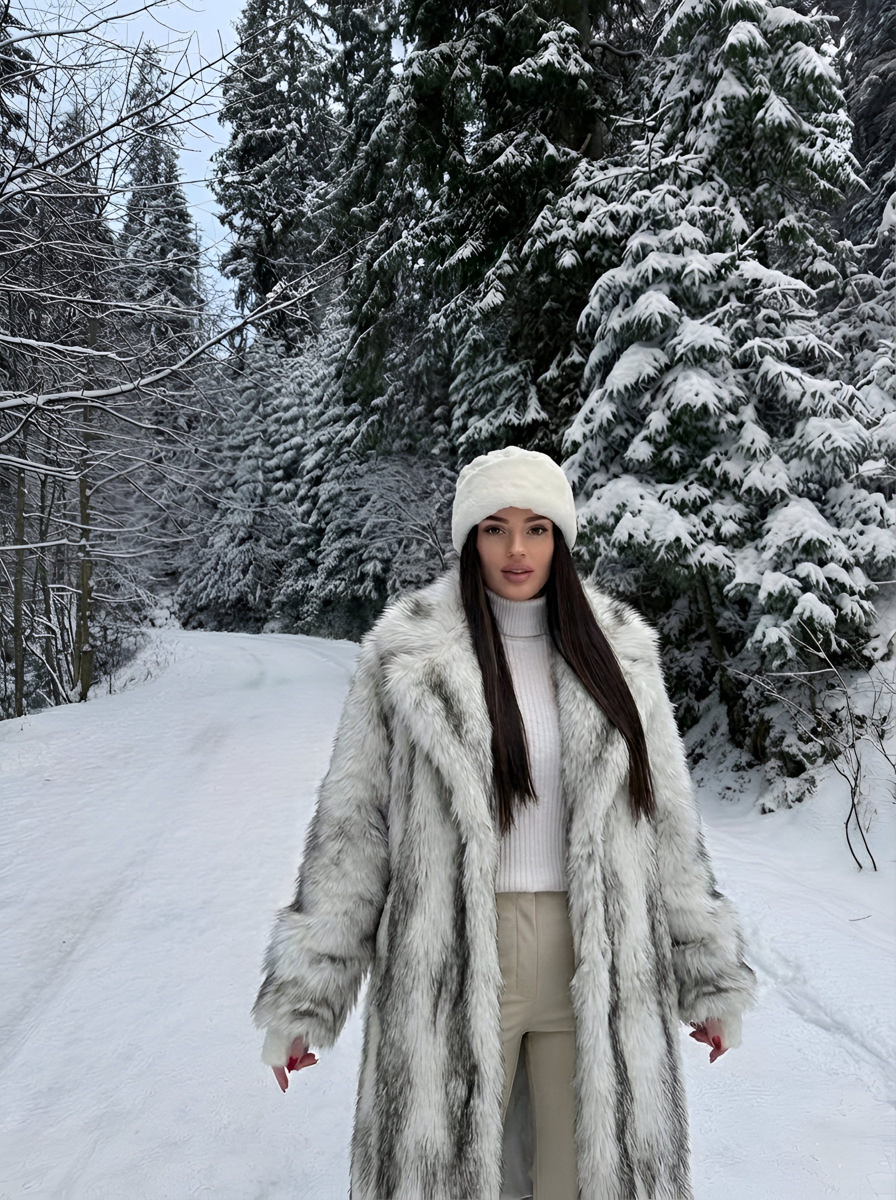 Aliza | Manteau long en fausse fourrure tendance Blanc cassé | FormaLuxe