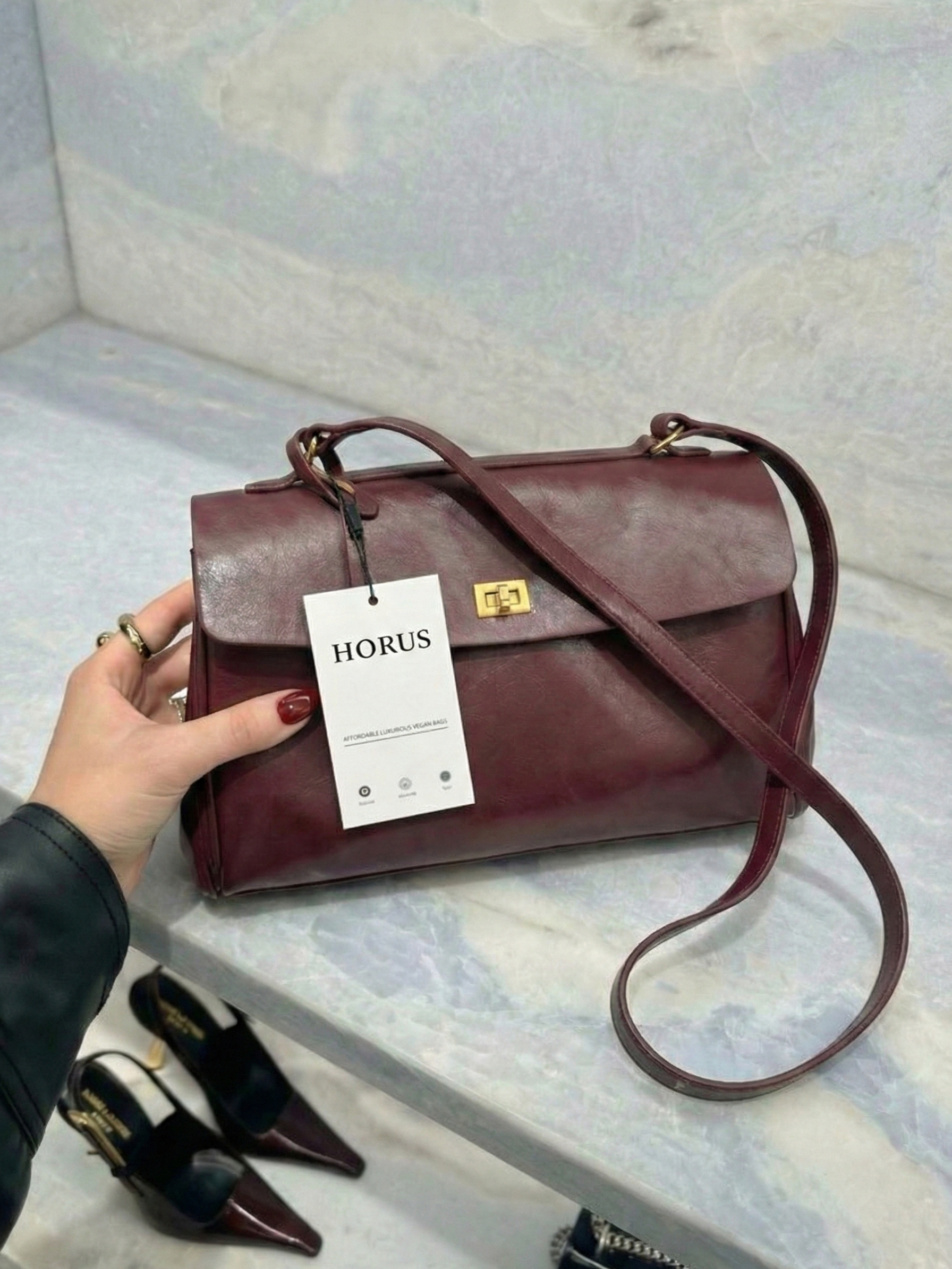 Cecil | Structured Shoulder Bag Dark Brown | FormaLuxe