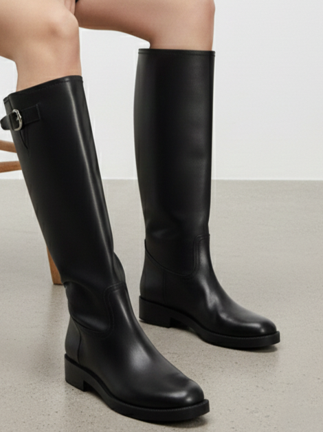 Bottes hautes à boucle en similicuir Days | Noir | FormaLuxe