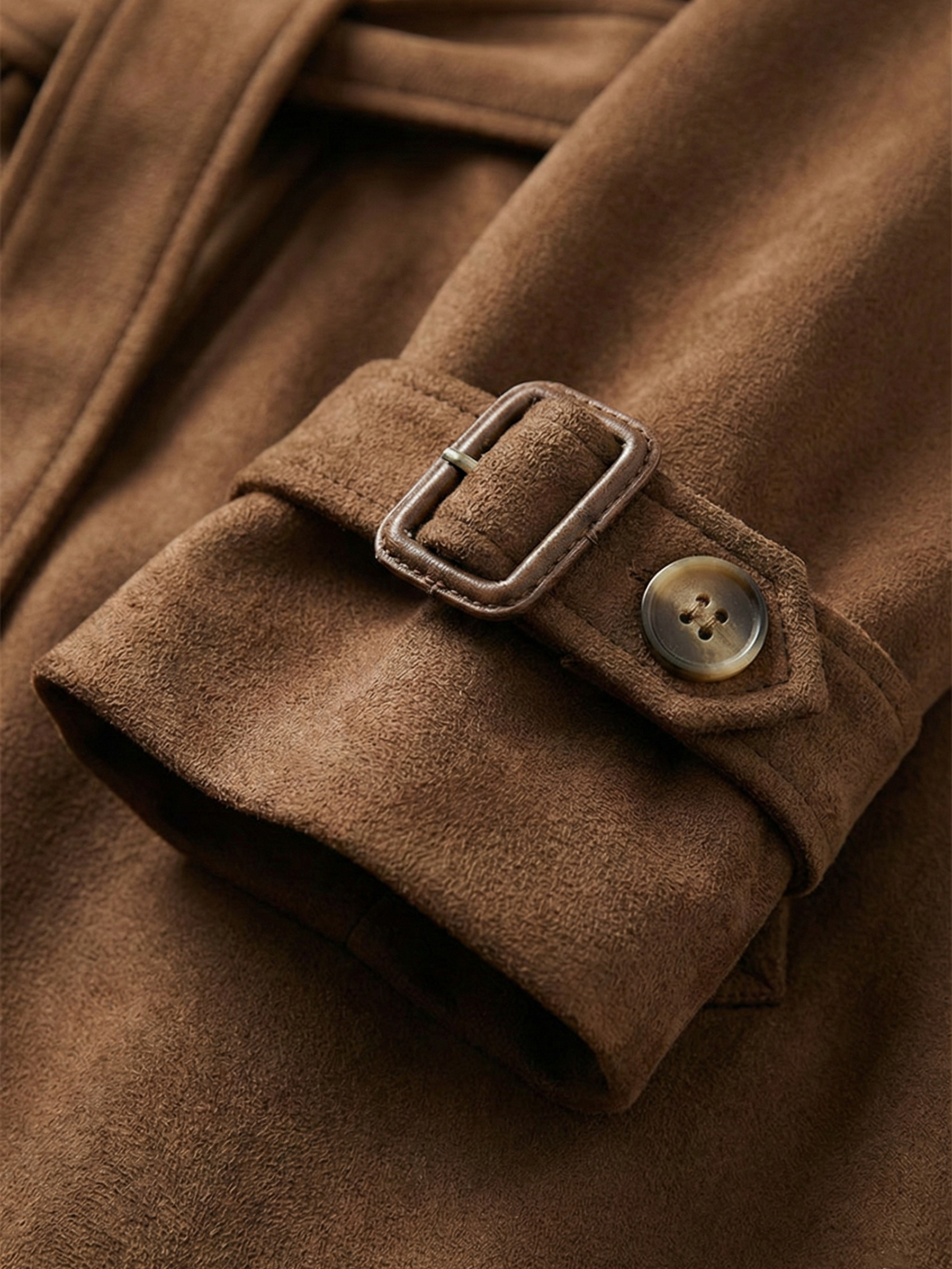 Molly | Long trench-coat en daim ceinturé Brun | FormaLuxe