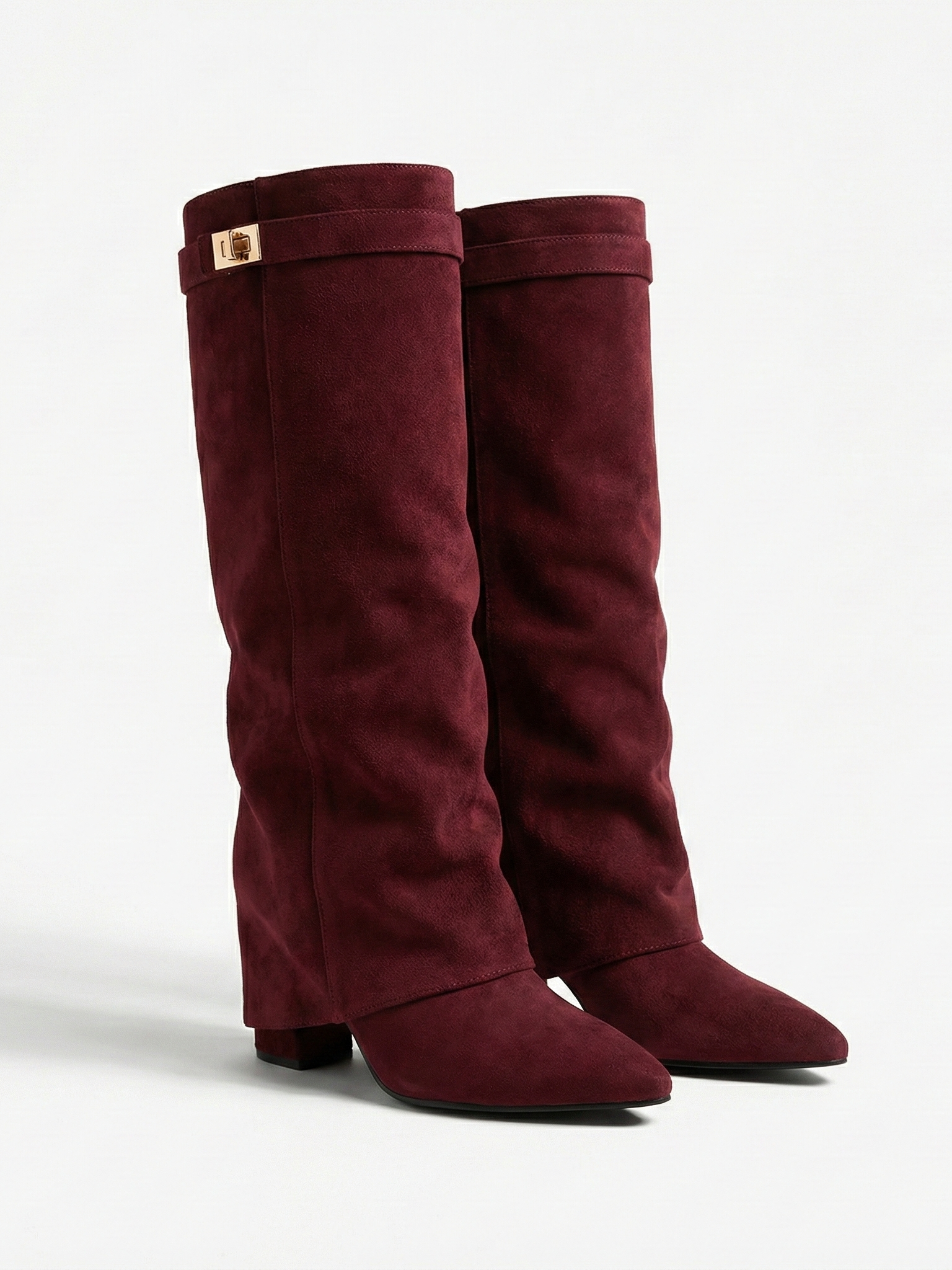 Bottes hautes en daim pour femmes, tige droite fine et bout pointu Noir | FormaLuxe
