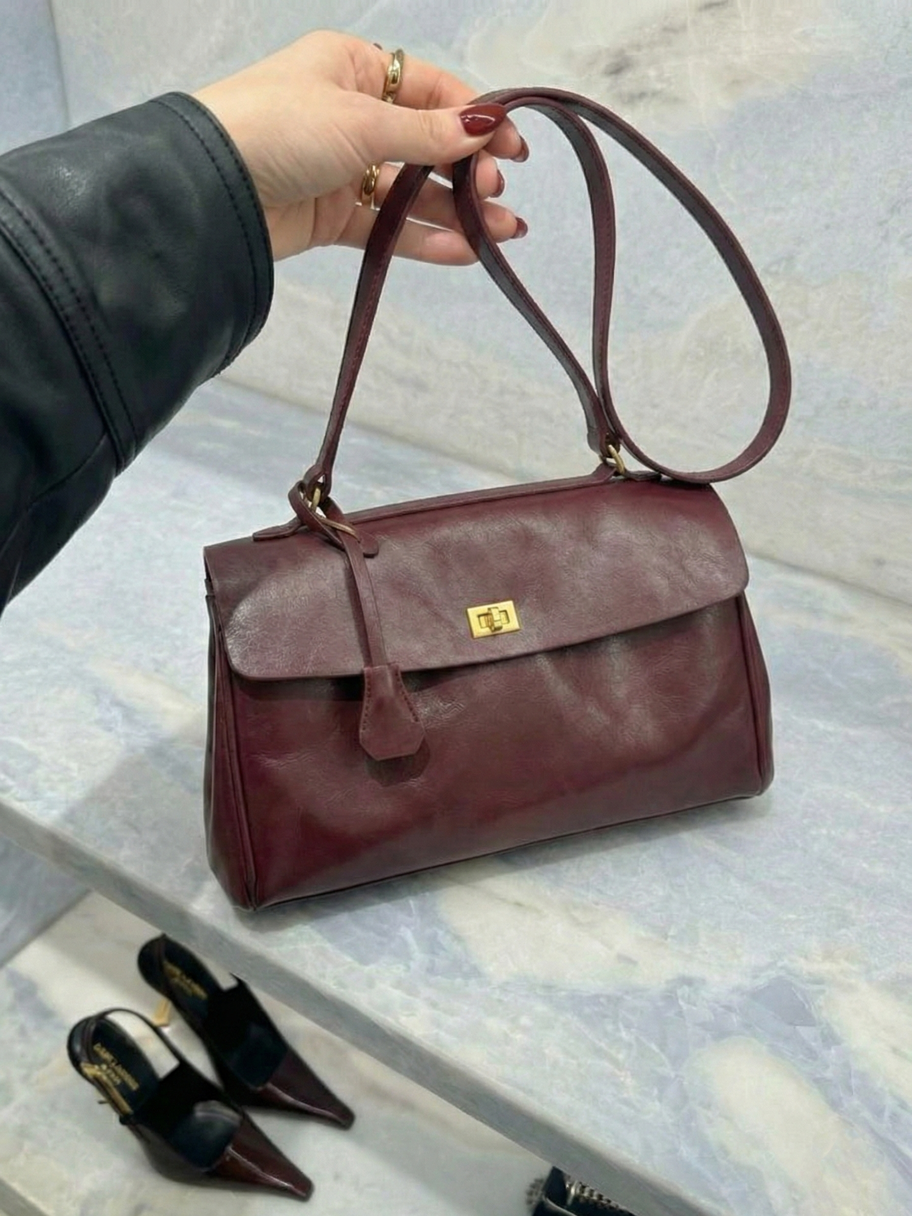 Cecil | Structured Shoulder Bag Dark Brown | FormaLuxe
