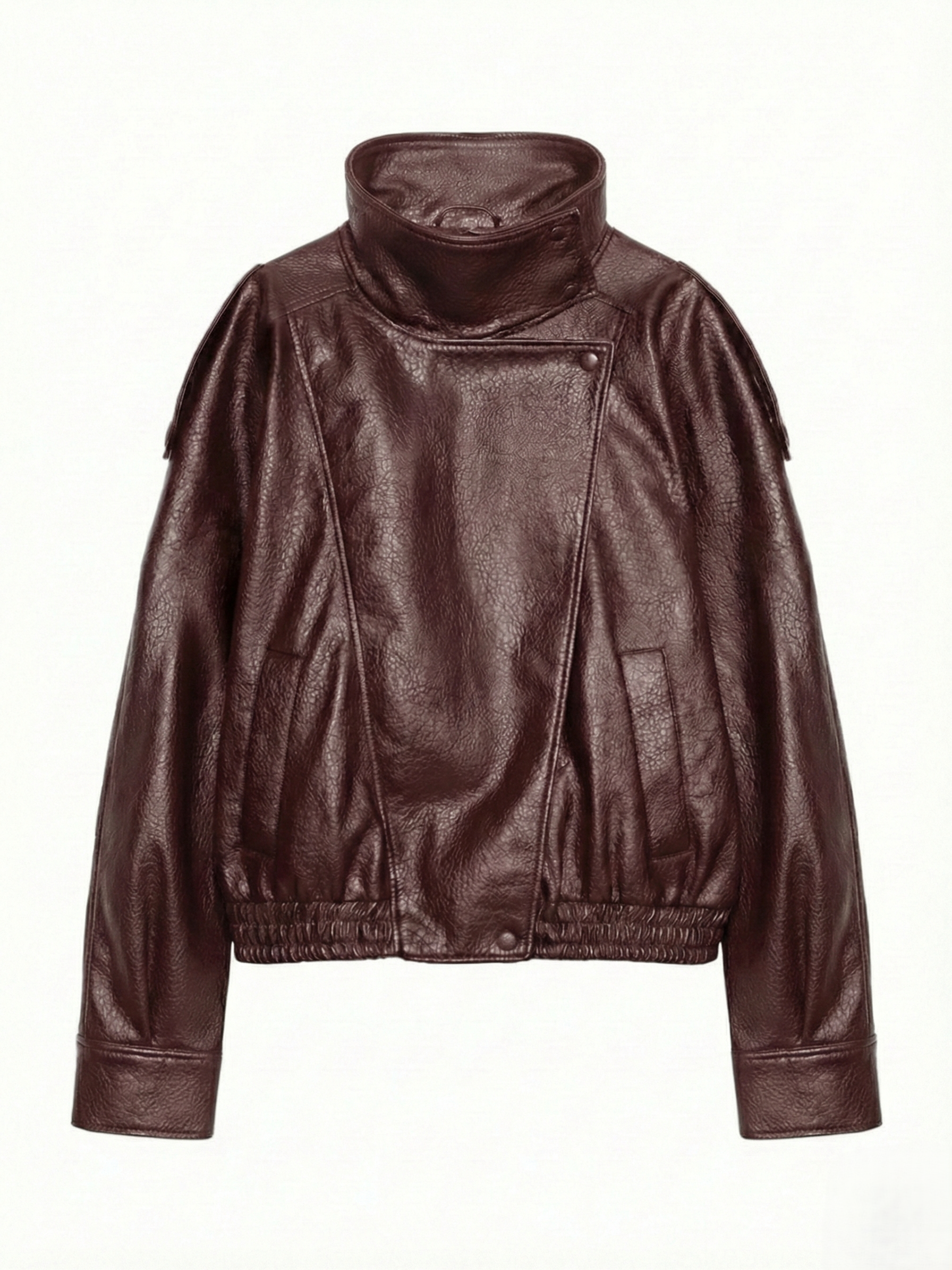 Felicia | Veste oversize à col montant en similicuir Noir | FormaLuxe