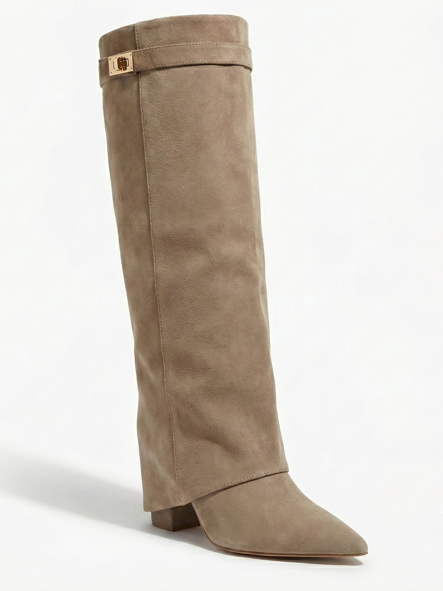 Bottes hautes en daim pour femmes, tige droite fine et bout pointu Noir | FormaLuxe