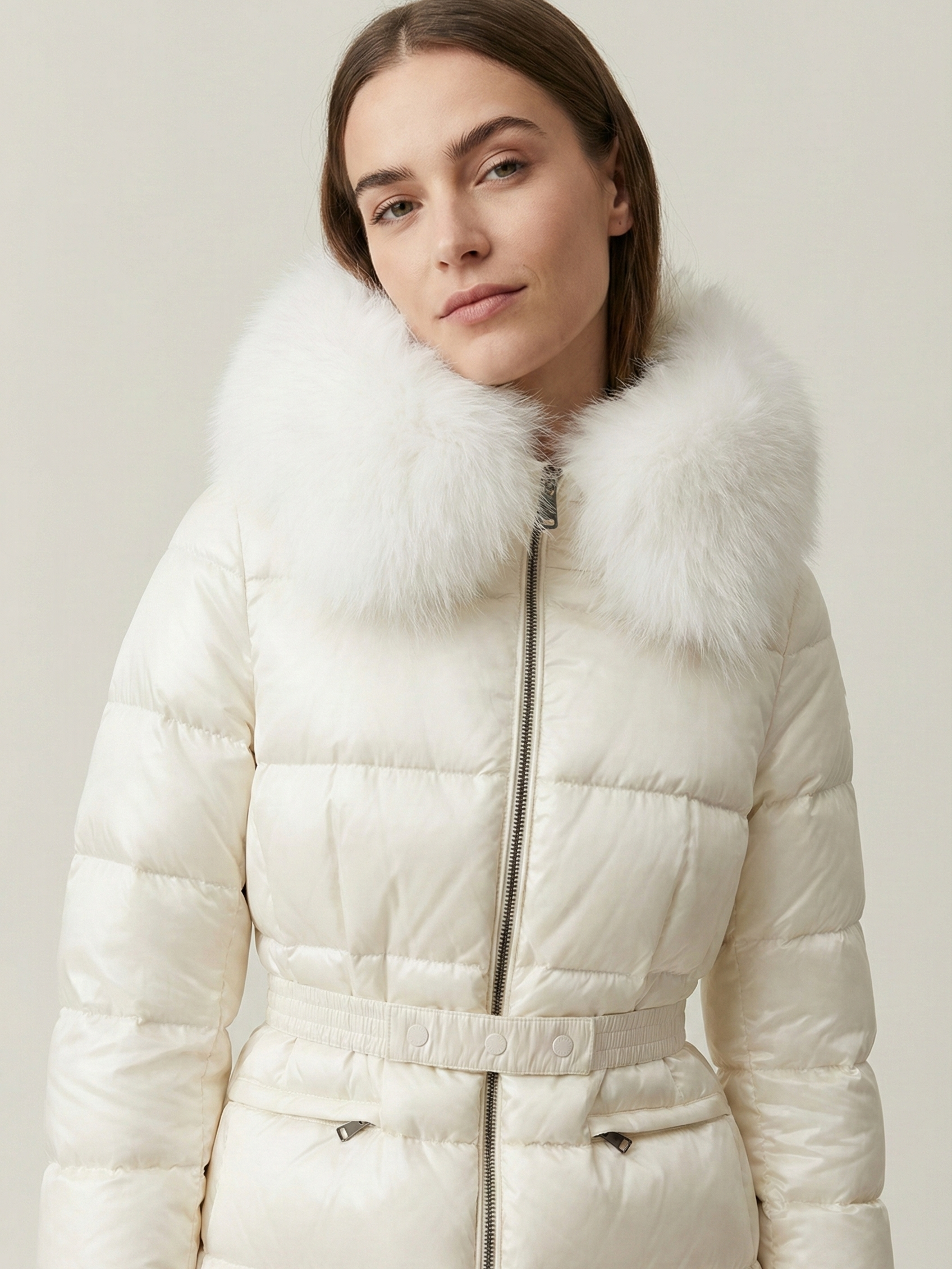Floride | Doudoune imperméable à capuche en fausse fourrure Blanc – Floride | Doudoune à capuche en fausse fourrure | FormaLuxe