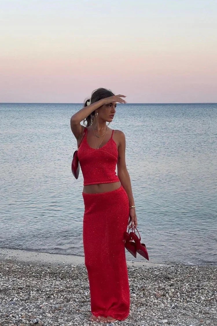 Lyla | Elegantes Strick-Set Red | FormaLuxe