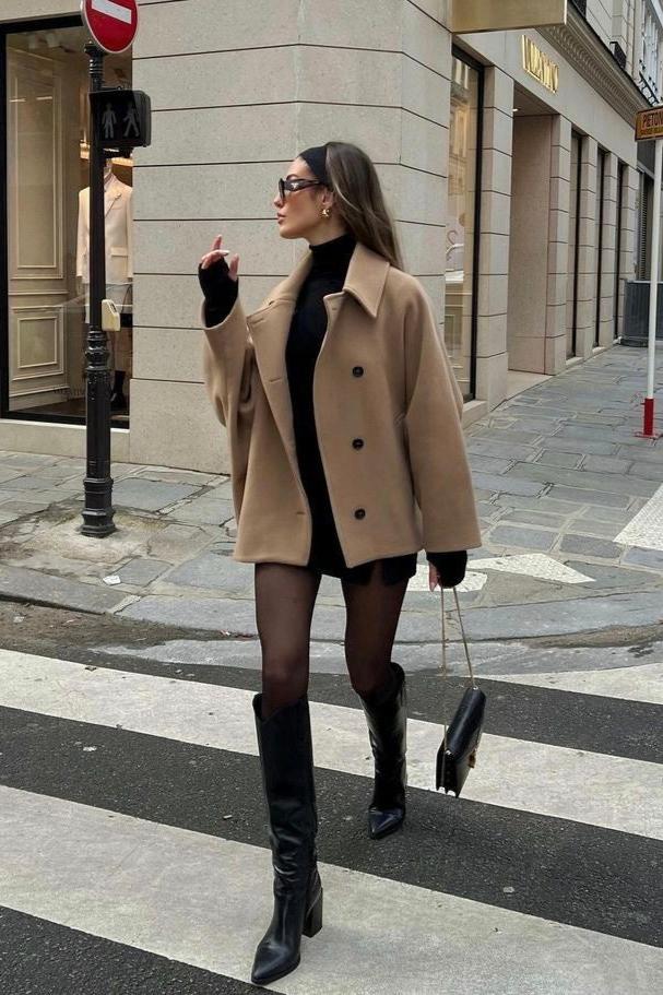 Lauryn | Oversized Collard Coat Khaki | FormaLuxe