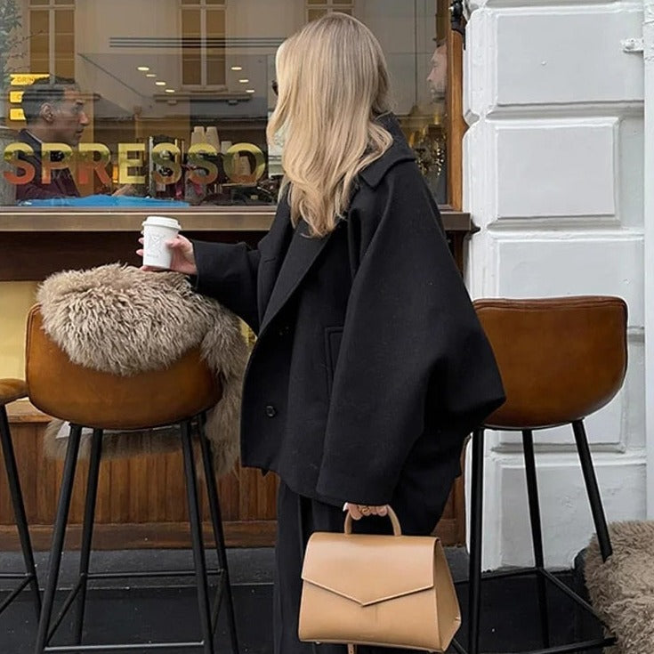 Lauryn | Oversized Collard Coat Khaki | FormaLuxe