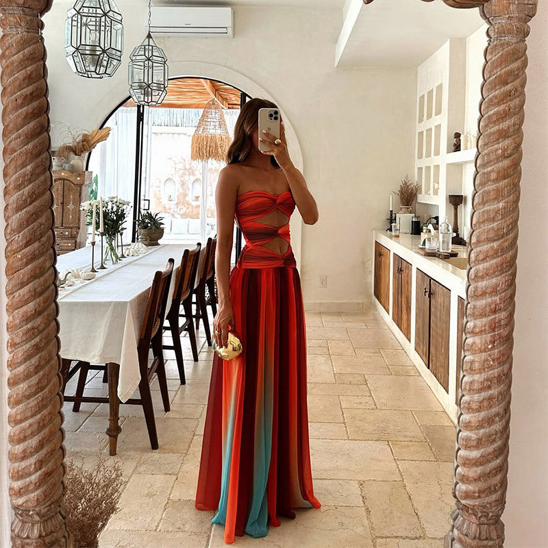 Laney | Trägerloses Maxikleid Multicolour | FormaLuxe
