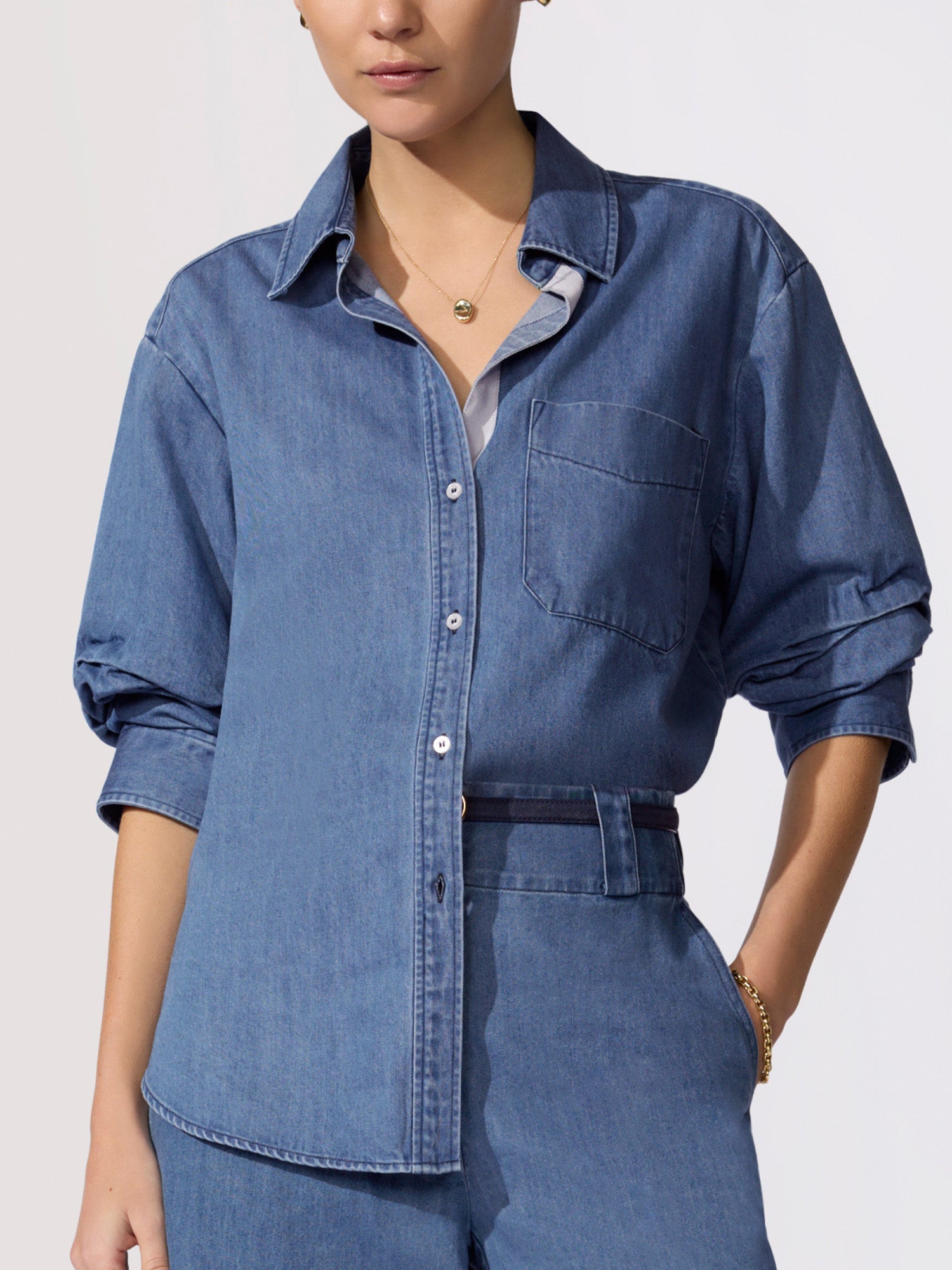 The Pia Denim Shirt – Tops | FormaLuxe