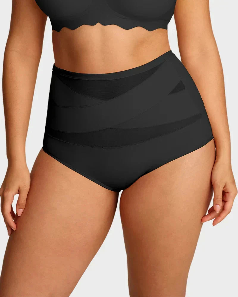 Bauchweg-Slip Damen Ida in Schwarz – Vorderansicht mit hohem Bund | FormaLuxe