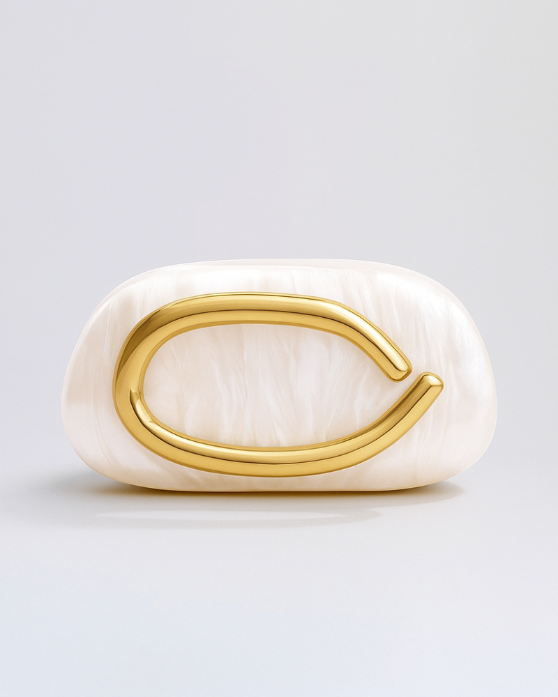 Sculptural Pearl Clutch White | FormaLuxe