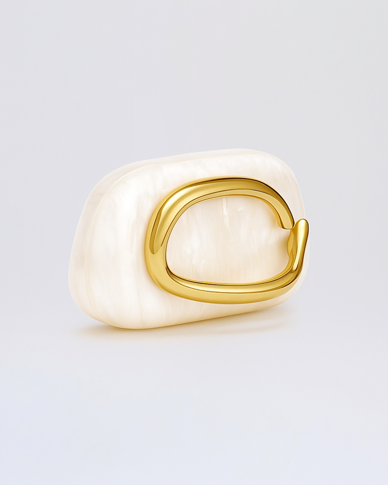Sculptural Pearl Clutch White | FormaLuxe