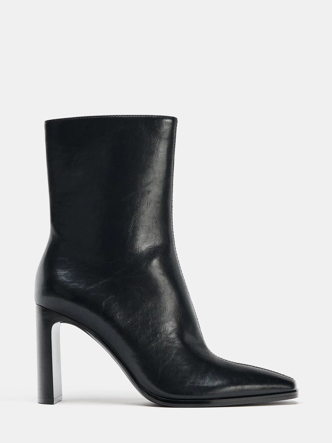 Belfast | Bottines noires à bout carré en similicuir | – Belfast | Bottines à talons pointus | FormaLuxe