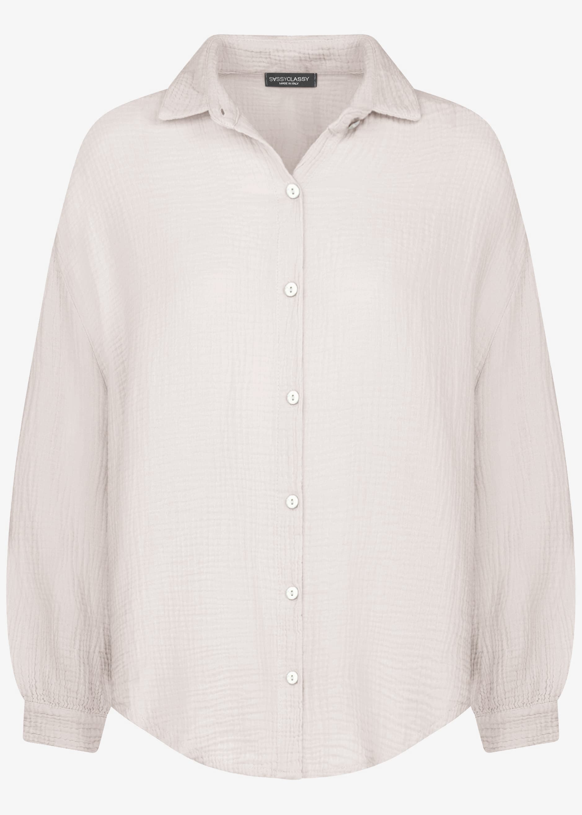 Musselin Bluse oversize, kurz, hellbeige – Bekleidung > Blusen > Musselin > Oversize | FormaLuxe