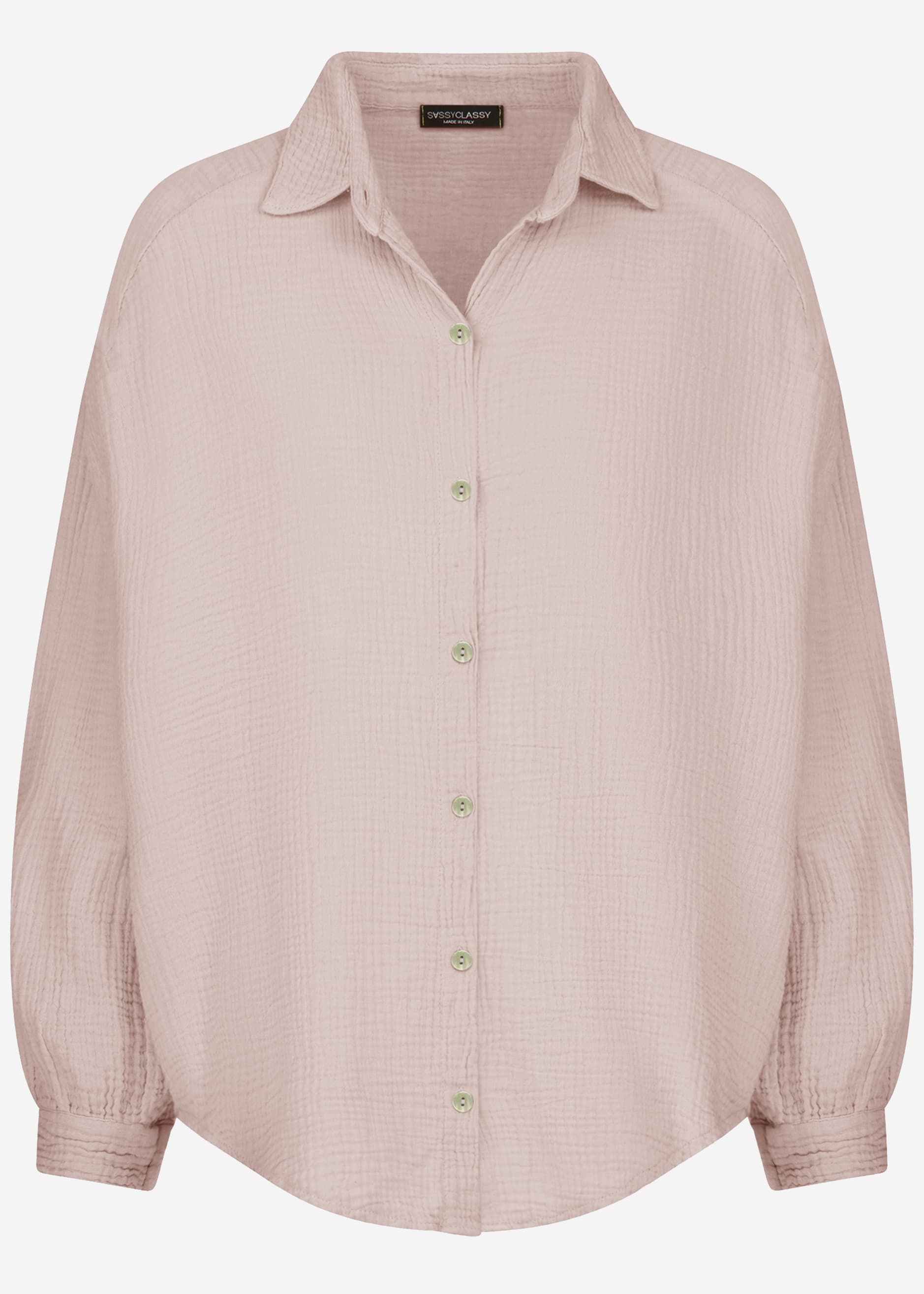 Musselin Bluse oversize, kurz, puderrosa – Bekleidung > Blusen > Musselin > Oversize | FormaLuxe