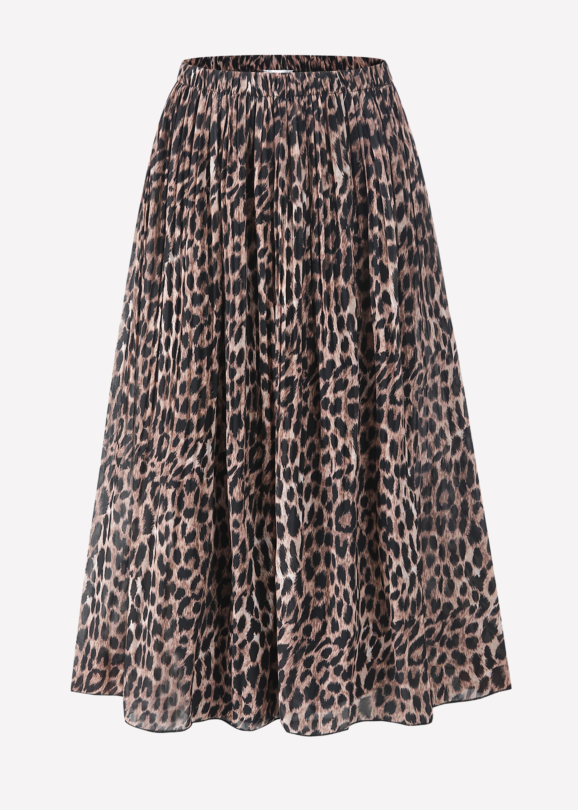 Langer Plissée-Rock aus Chiffon mit Leo-Print - braun – Bekleidung > Röcke | FormaLuxe