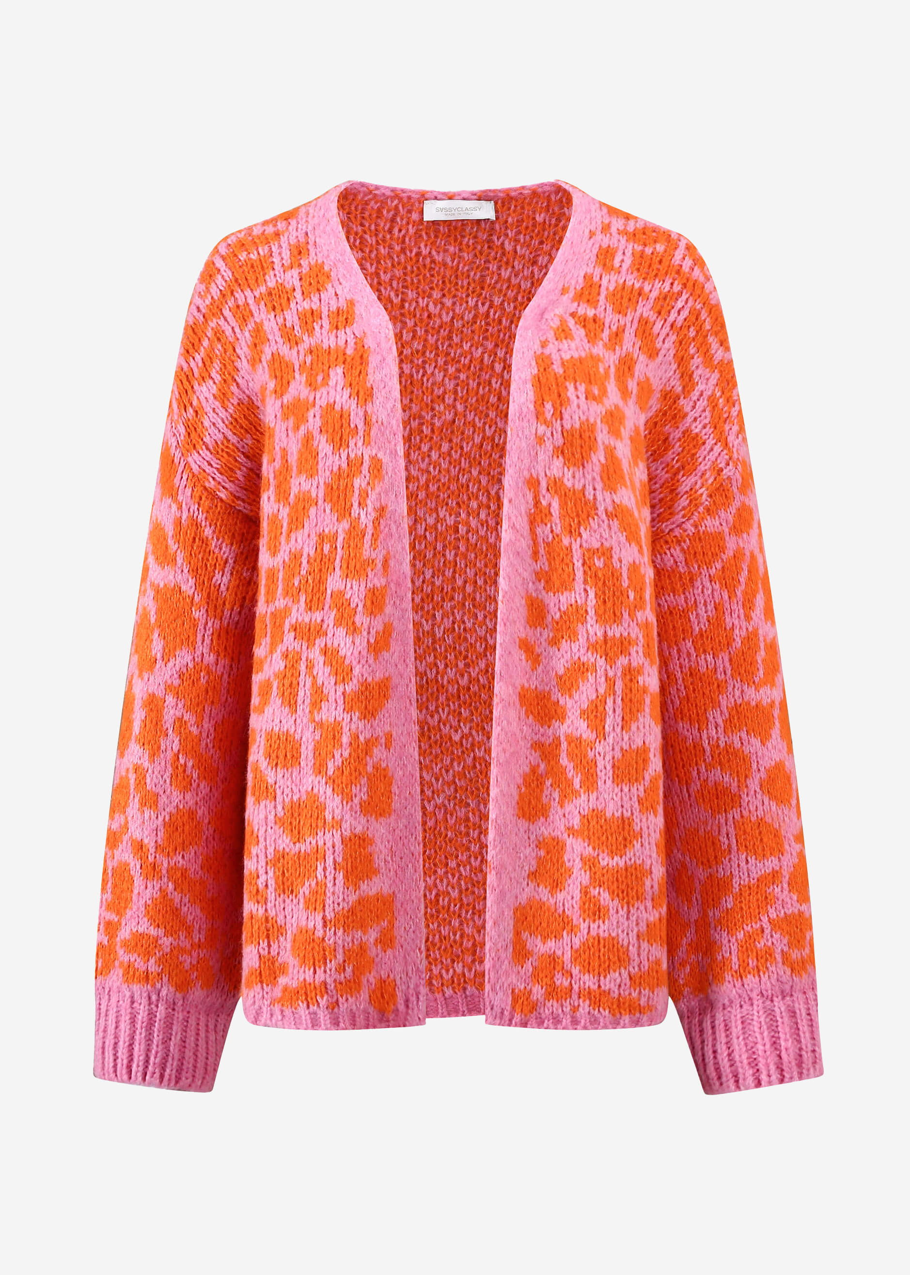 Kurzer Cardigan mit Leo-Print - pink-orange – Bekleidung > Cardigans > Leo | FormaLuxe
