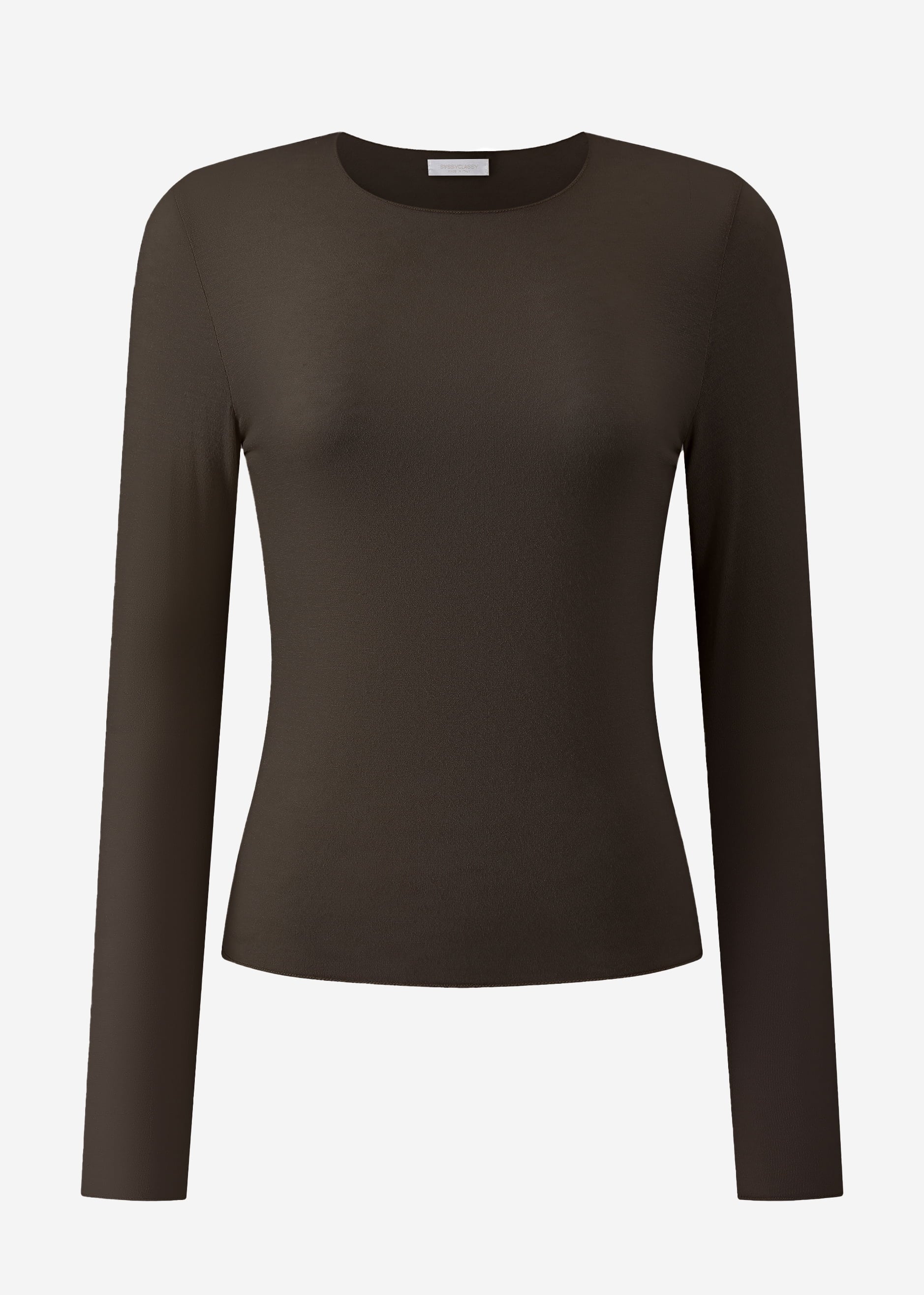 Leicht transparentes Langarmshirt mit Kaschmiranteil- dunkelbraun – Bekleidung > Langarmshirts | FormaLuxe