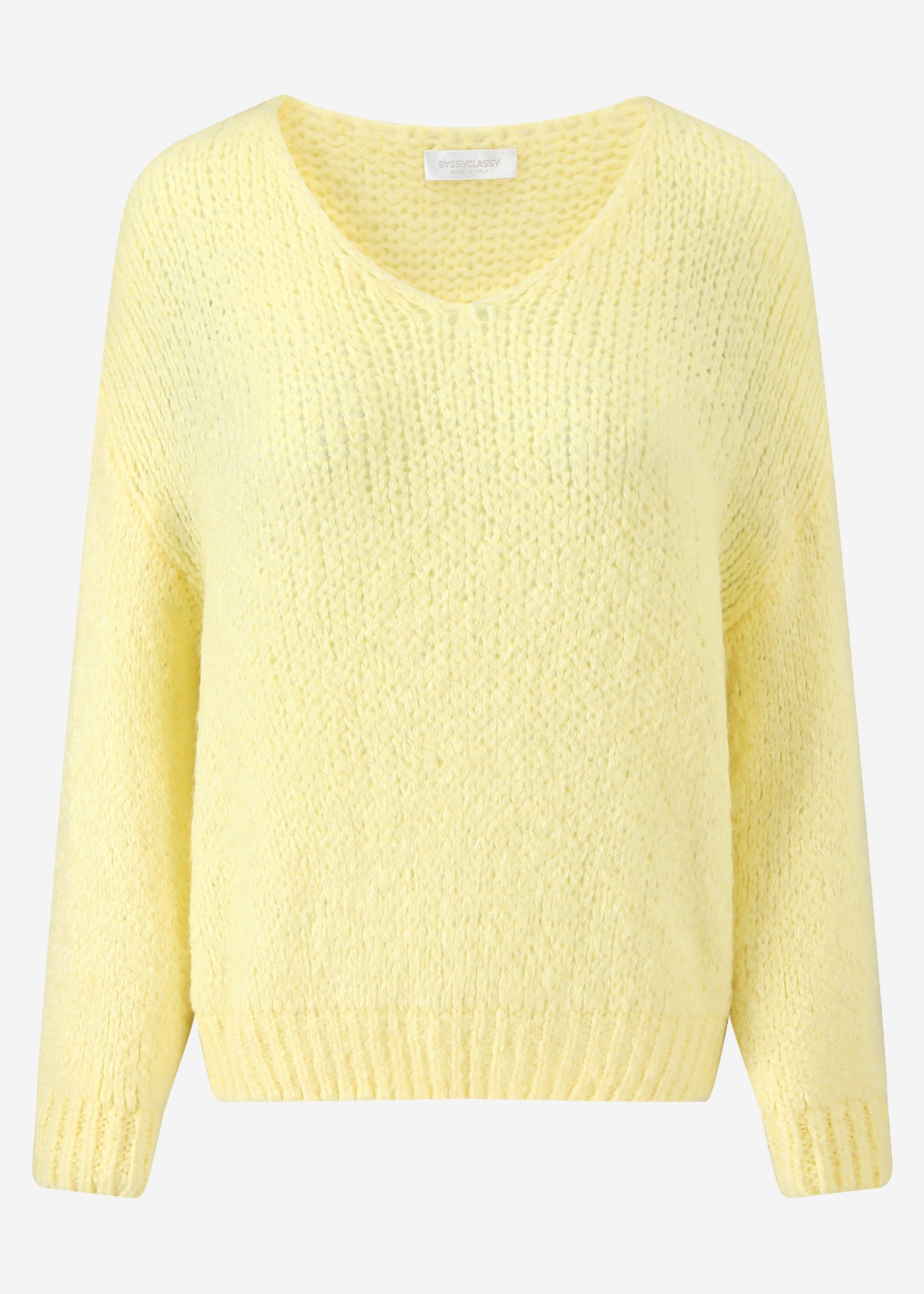 Oversize Pullover mit V-Ausschnitt - gelb – Bekleidung > Pullover | FormaLuxe