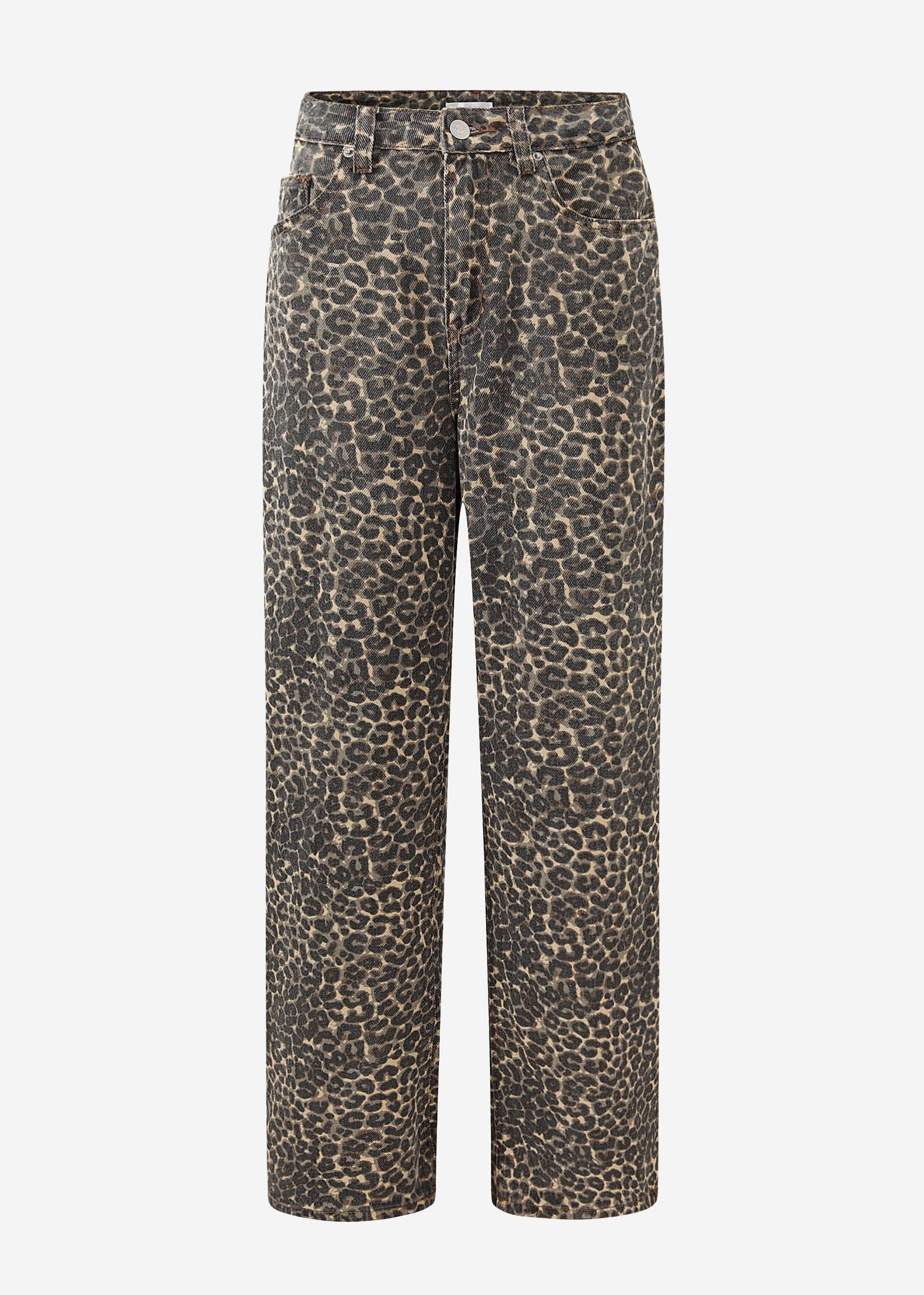 Wide Leg Jeans mit hohem Bund in Leo-Print - braun – Bekleidung > Jeans | FormaLuxe