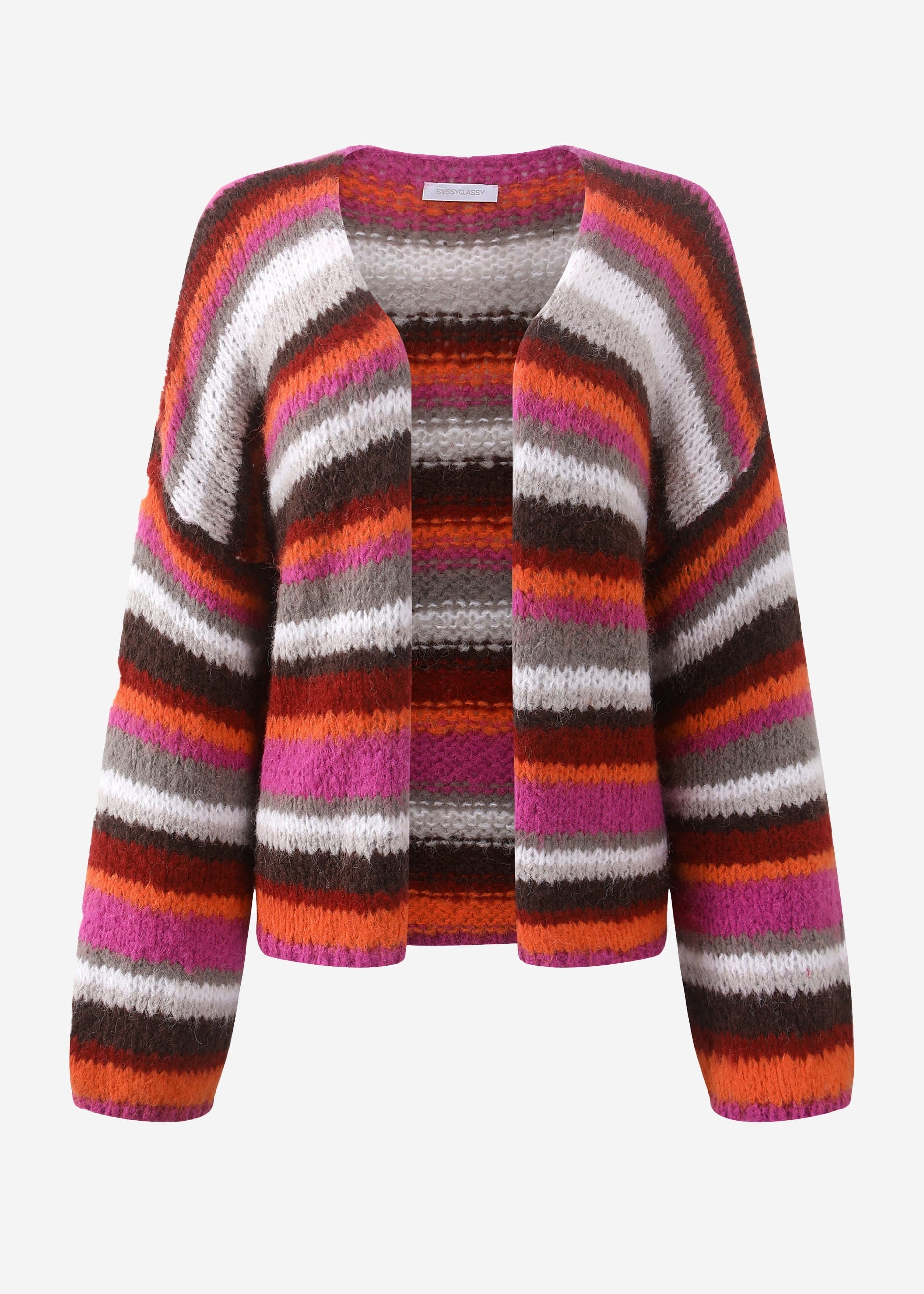 Gestreifter, mehrfarbiger Cardigan - orange – Bekleidung > Cardigans | FormaLuxe