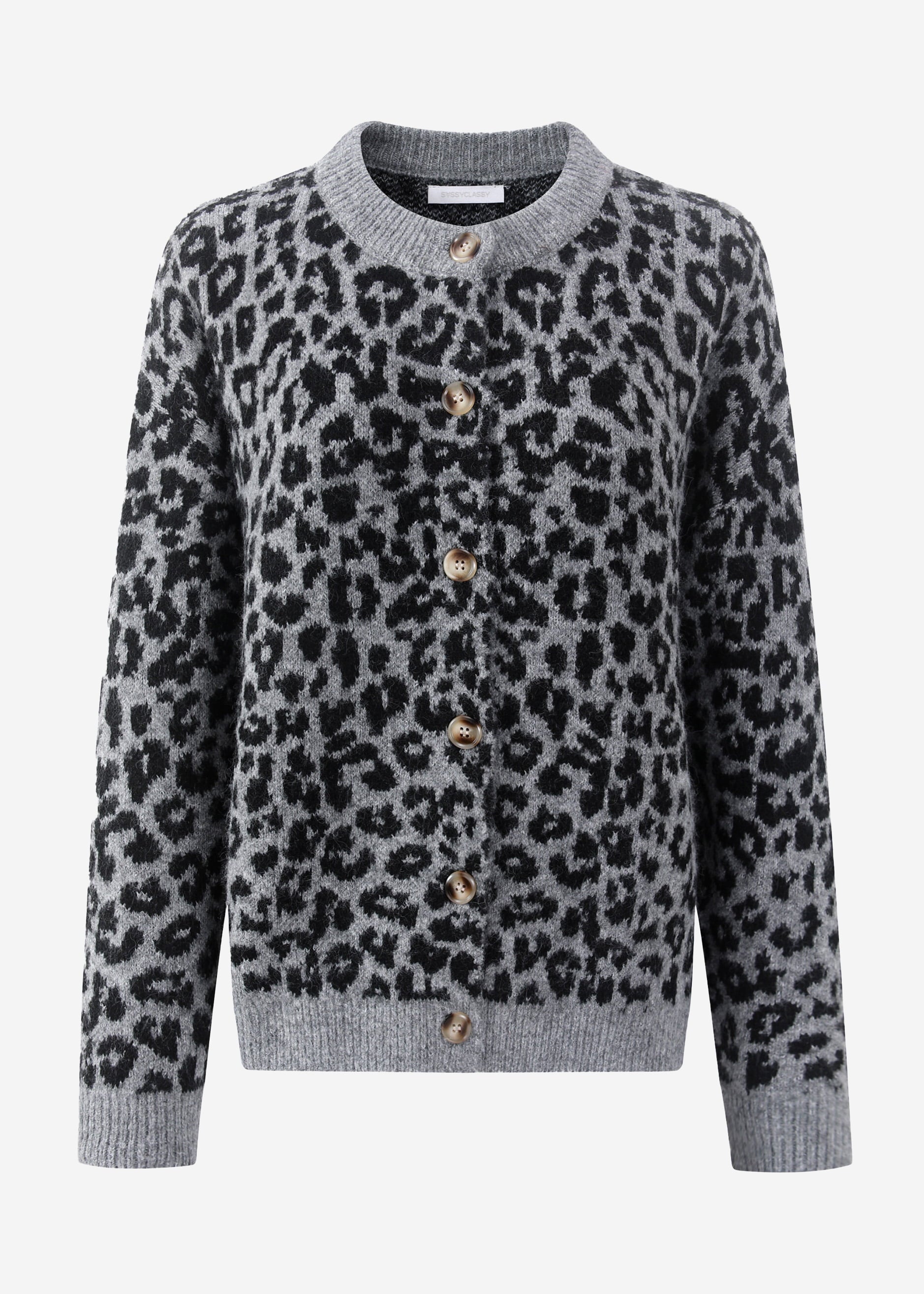 Cardigan mit Leo-Muster - grau – Bekleidung > Cardigans | FormaLuxe