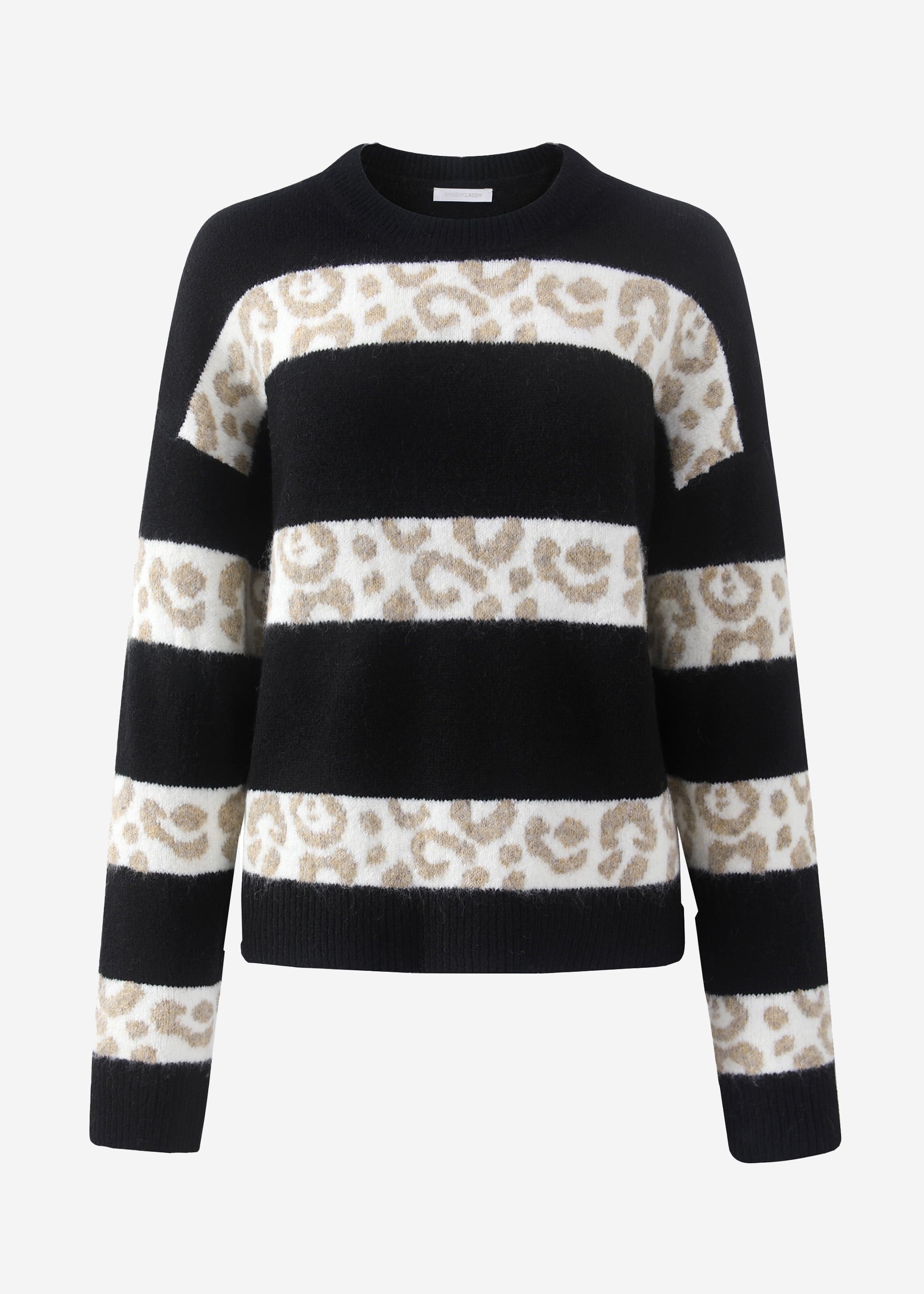 Pullover mit Leo-Streifen - schwarz – Bekleidung > Pullover | FormaLuxe