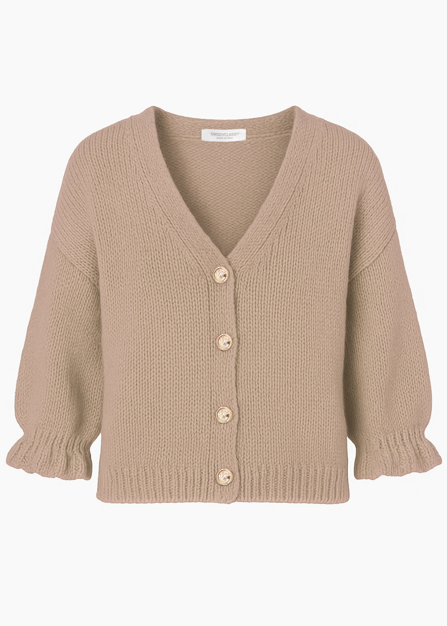 Cardigan mit 3/4-Ärmeln - taupe – Bekleidung > Cardigans | FormaLuxe