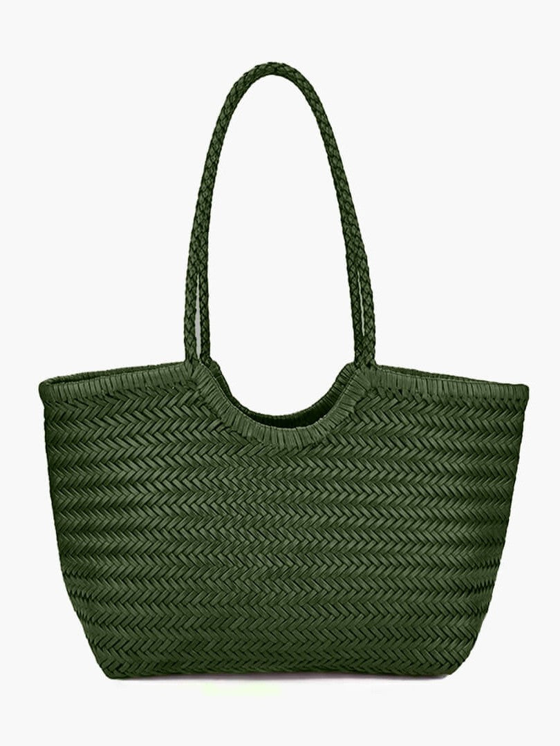 April | Woven Oversized Tote Bag Dark Brown | FormaLuxe