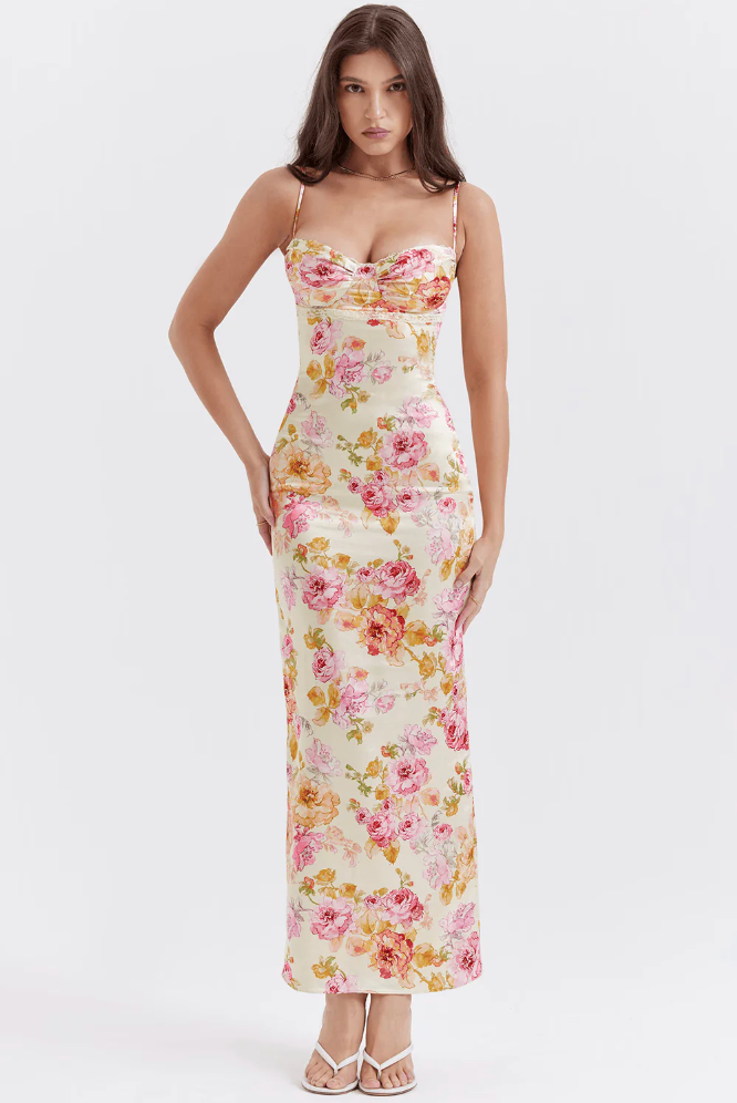 Amelia | Charmantes Blumenkleid Blumiges Rosa | FormaLuxe