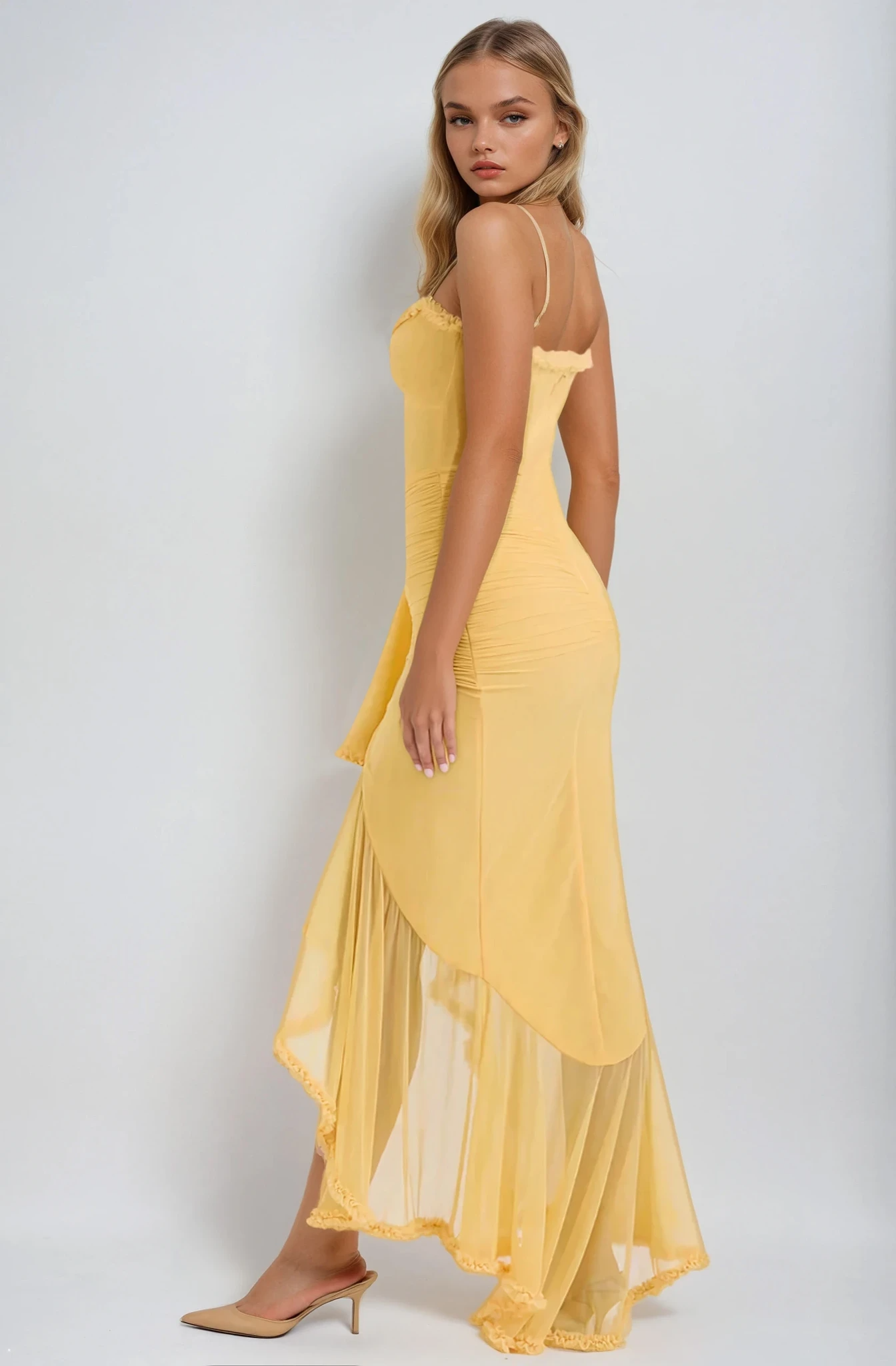 Ruby | Bezauberndes Rüschenkleid Yellow | FormaLuxe