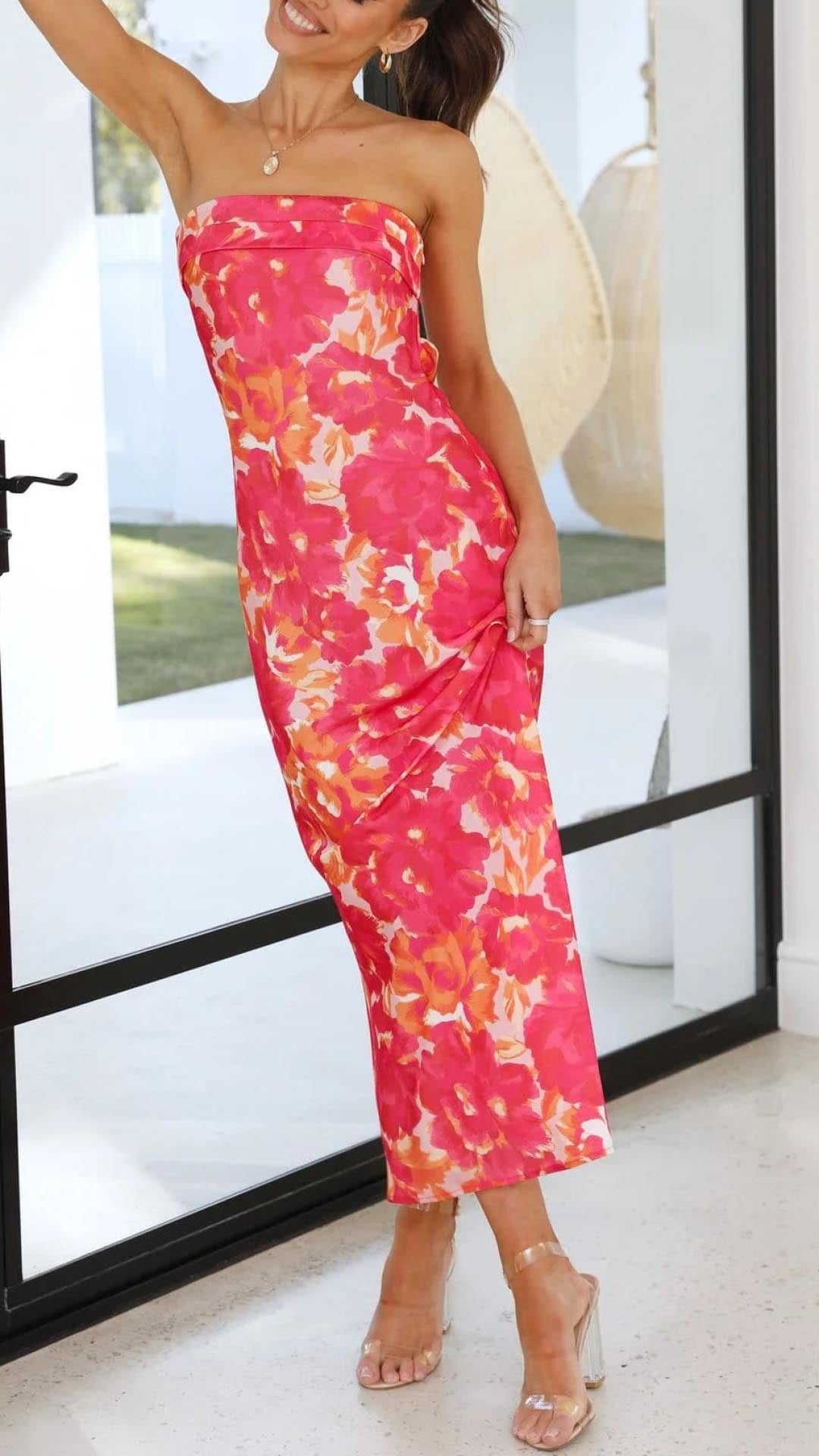 Jodie | Elegantes trägerloses Kleid Hellrosa | FormaLuxe