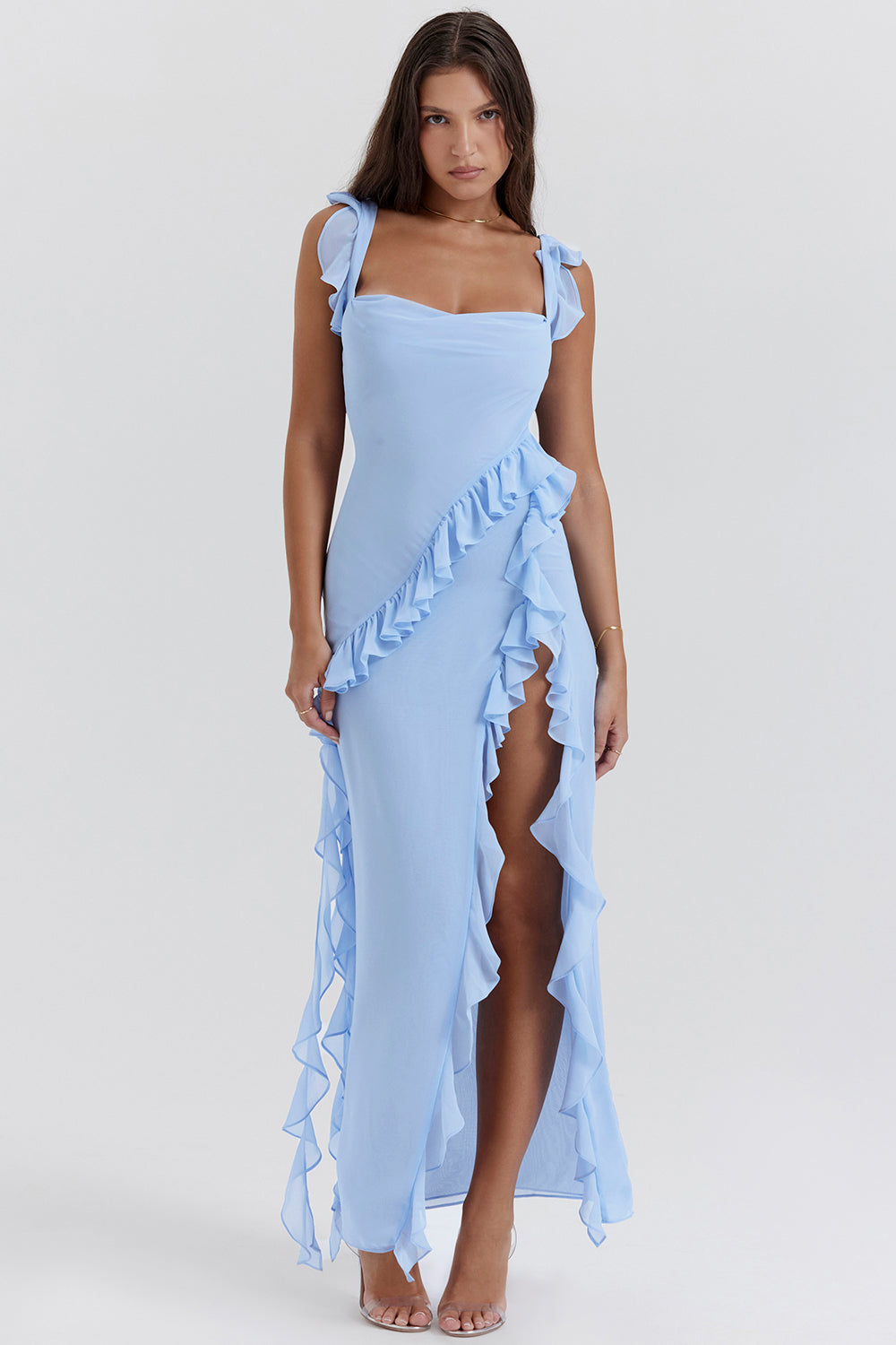 Tabitha | Stilvolles Rüschenkleid Blau | FormaLuxe