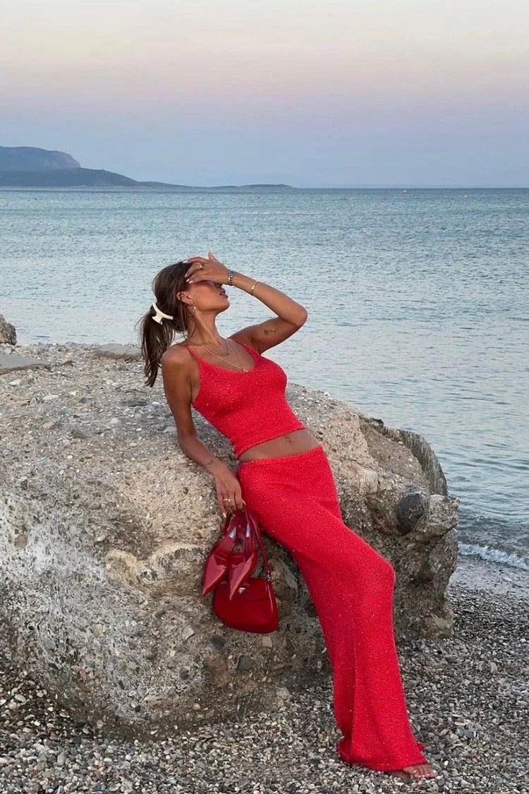 Lyla | Elegantes Strick-Set Red | FormaLuxe