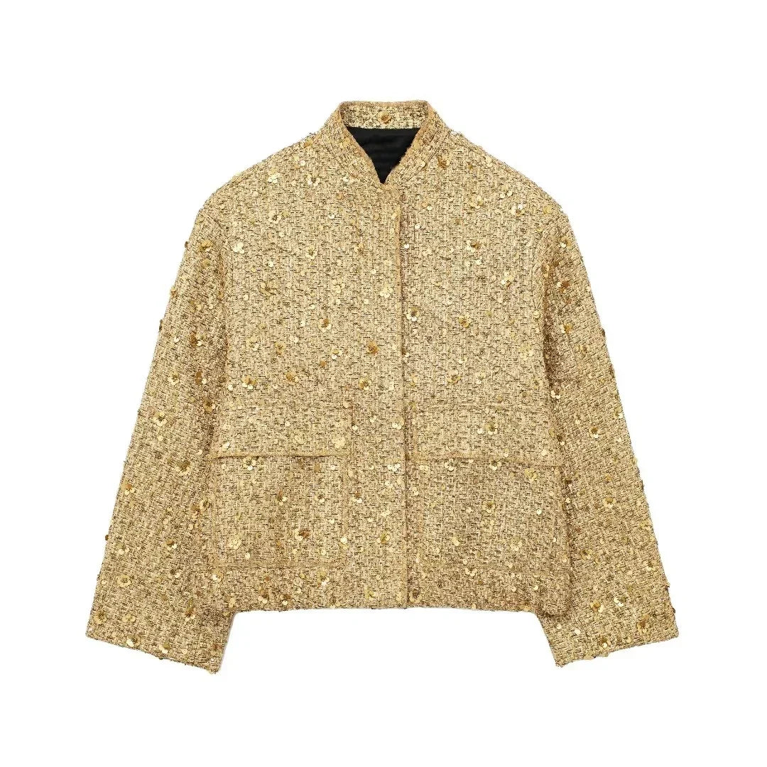 Victoria | Sequin Oversized Jacket Gold | FormaLuxe