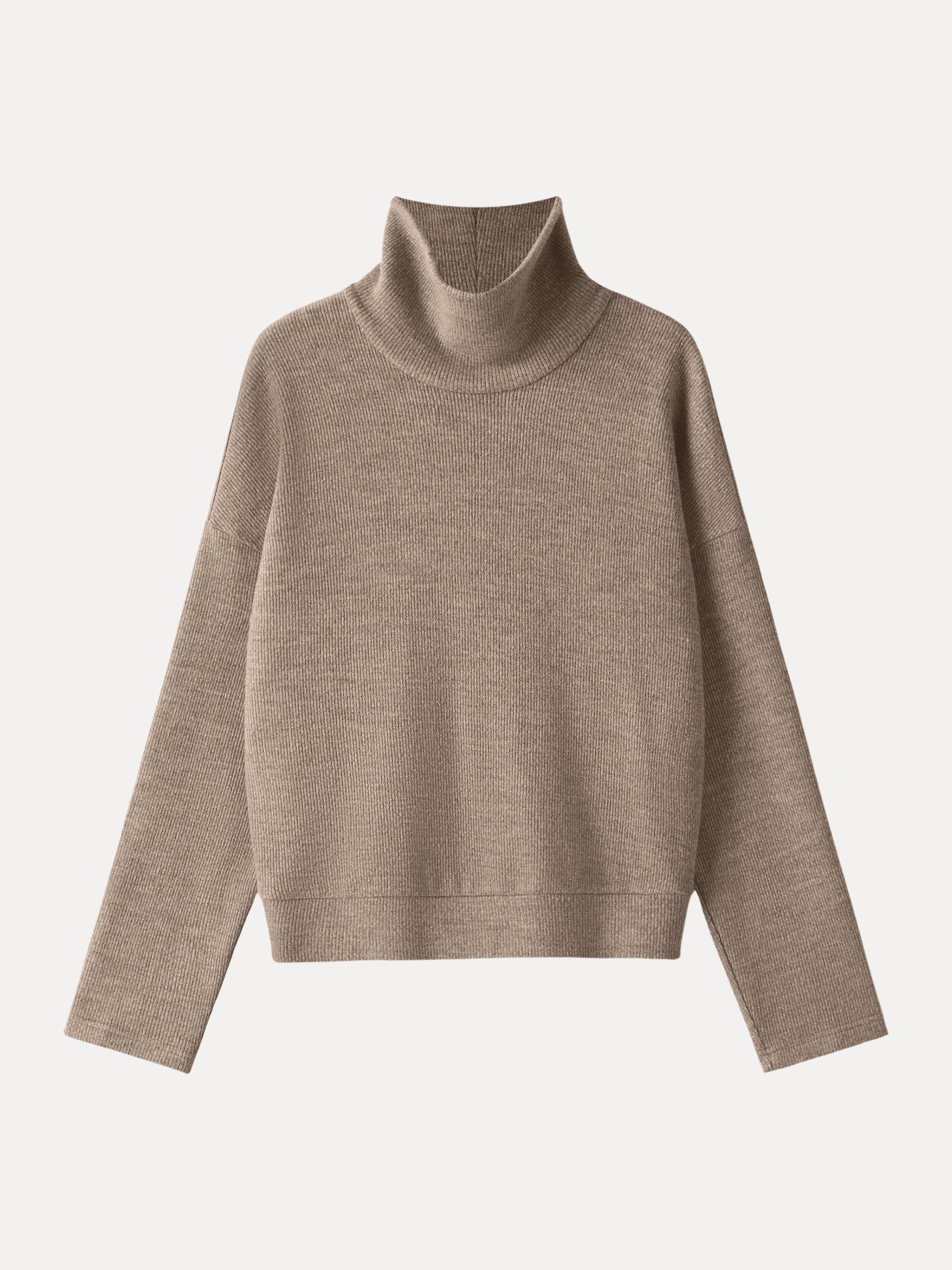 Turtleneck Relaxed Fit Long Sleeve Top Black Chocolate – Women > Tops > Shirts&Tops | FormaLuxe