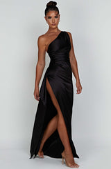Skye | Ein-Schulter-Maxikleid Champagne | FormaLuxe