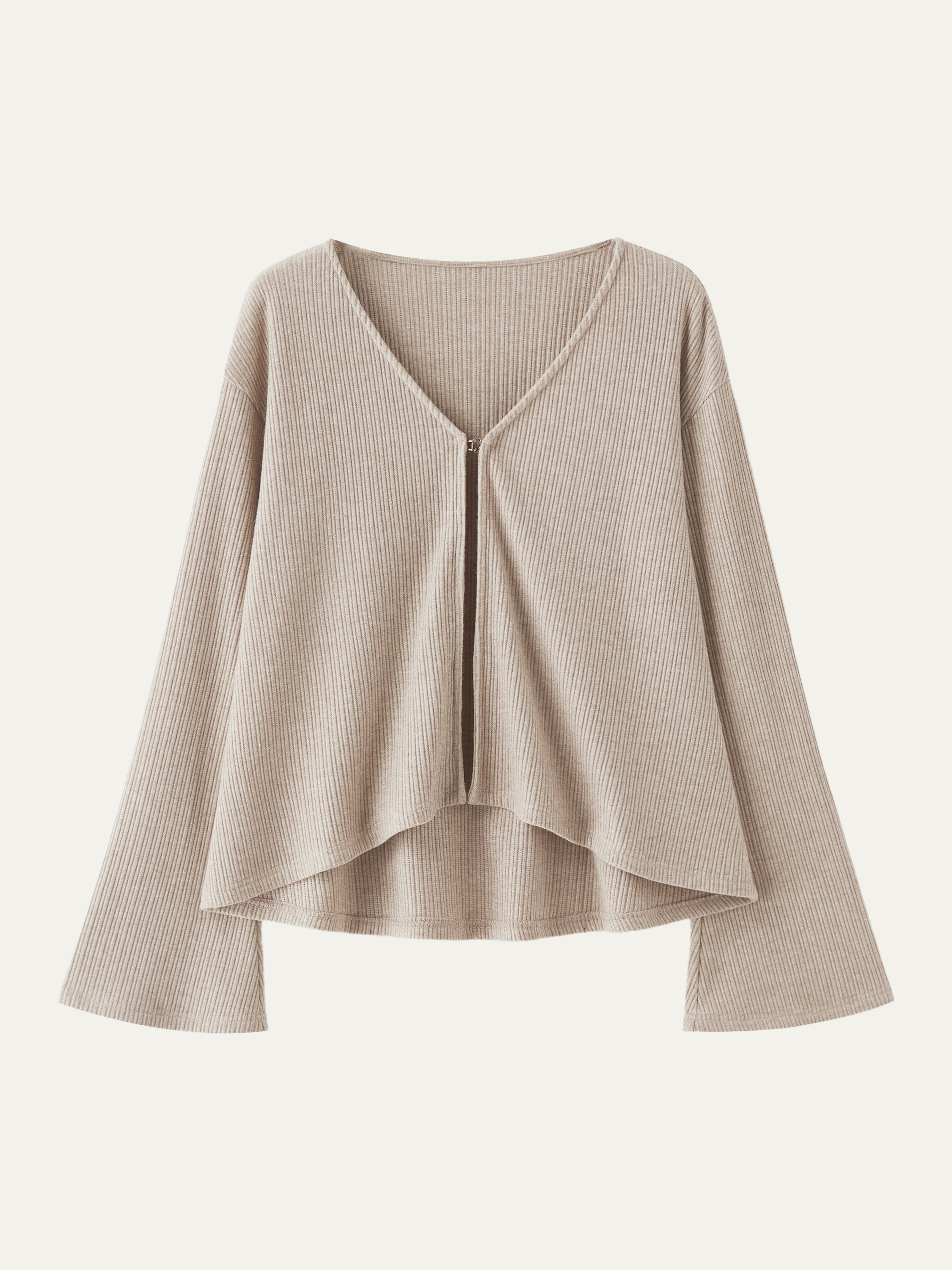 V Neck Flare Long Sleeve Cardigan Heather Mist – Women > Tops > Shirts&Tops | FormaLuxe