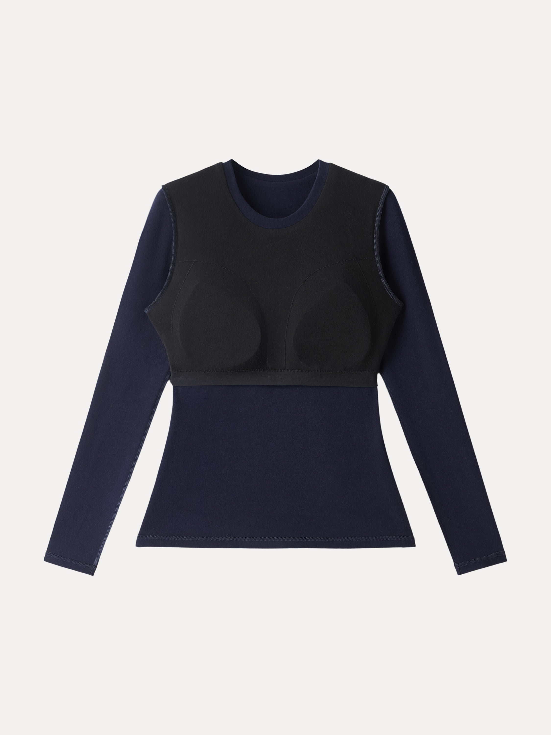 MaxWarm Crewneck Long Sleeve Brami Smoky Navy – Women > Tops > Bra Tops | FormaLuxe