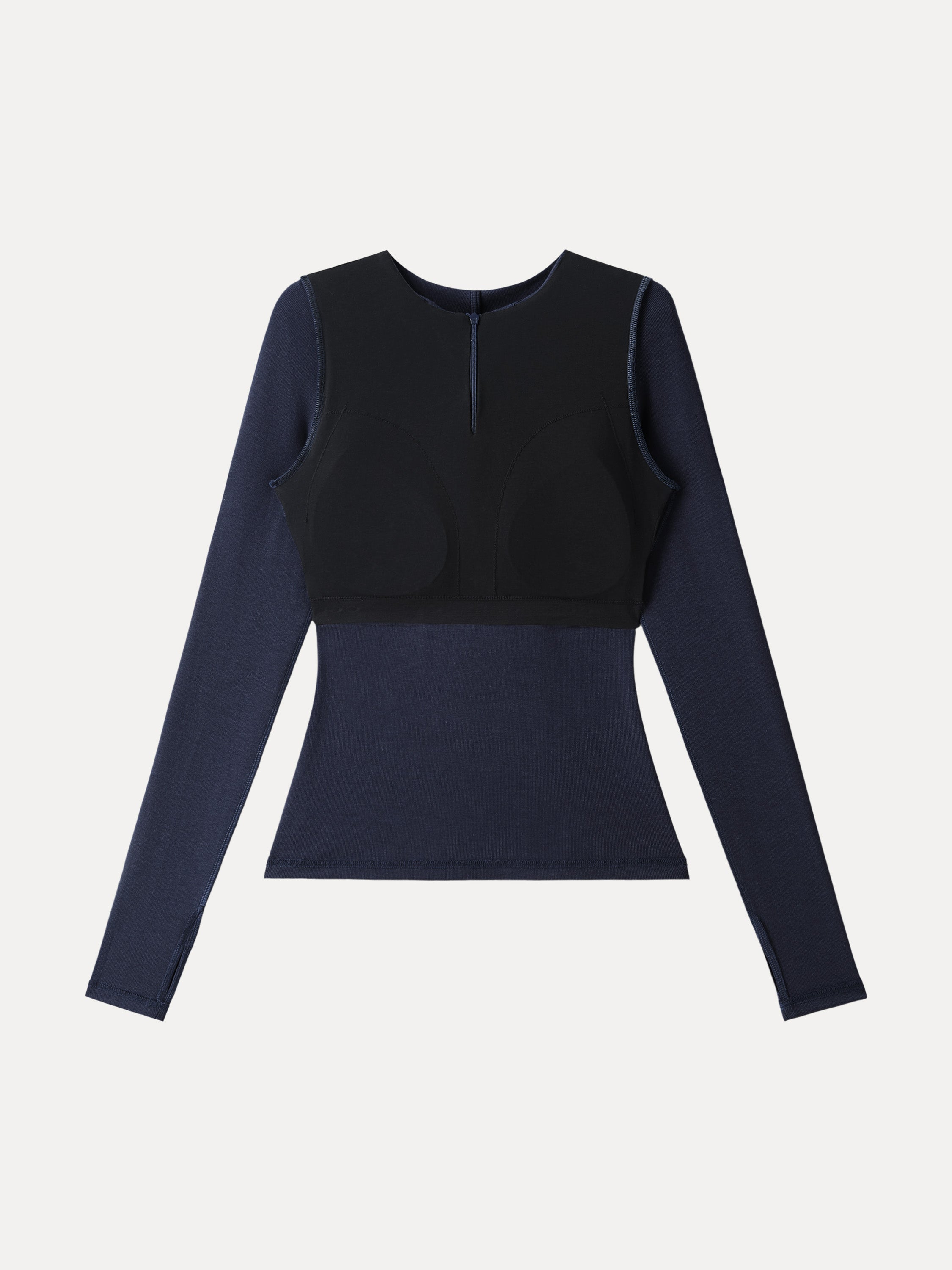 Slim Fitted Quarter Zip Pullover Hoodie Navy – Women > Tops > Bra Tops | FormaLuxe
