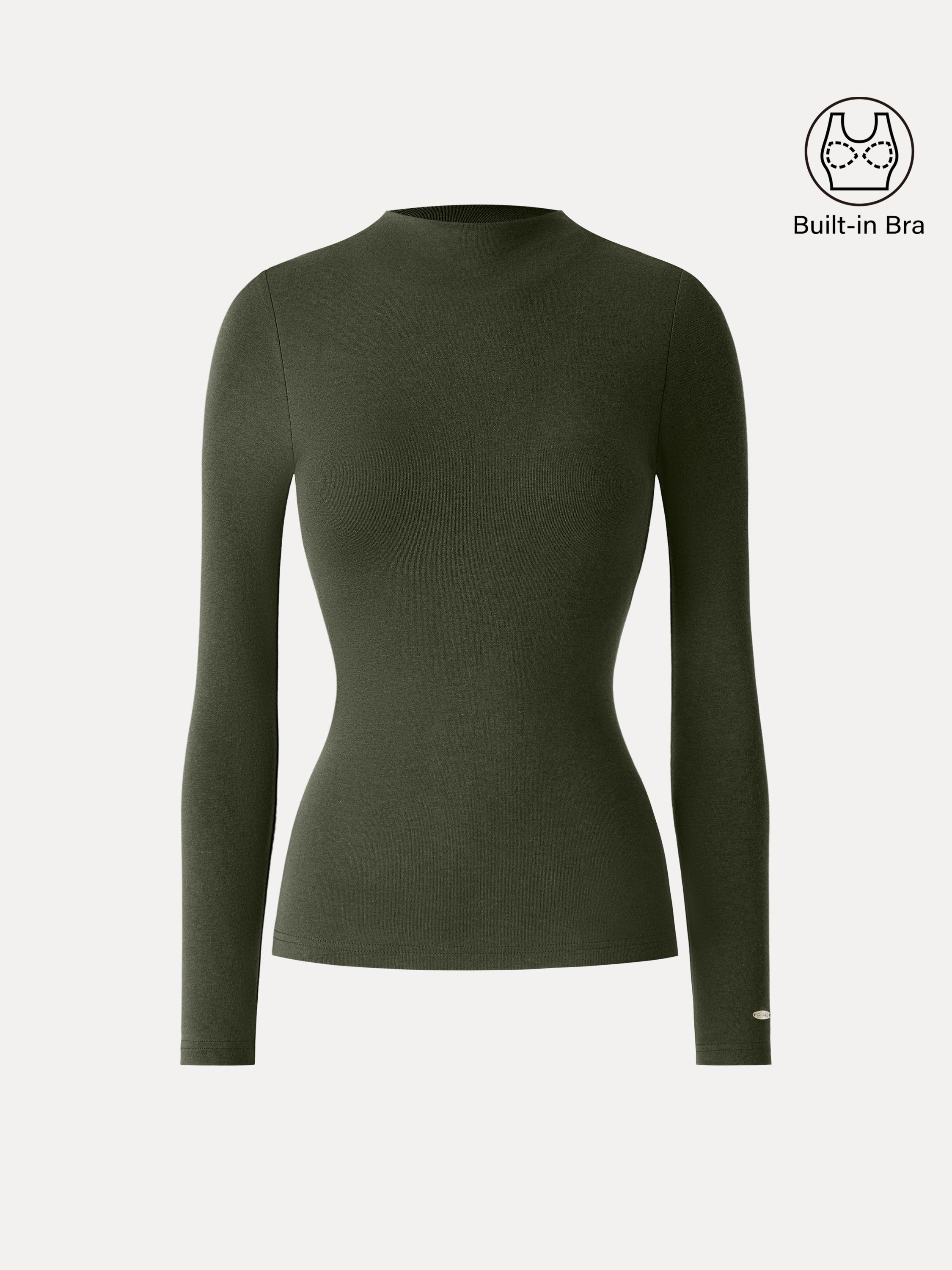 LiteWarm Mockneck Long Sleeve Brami Forest Night – Women > Tops > Bra Tops | FormaLuxe