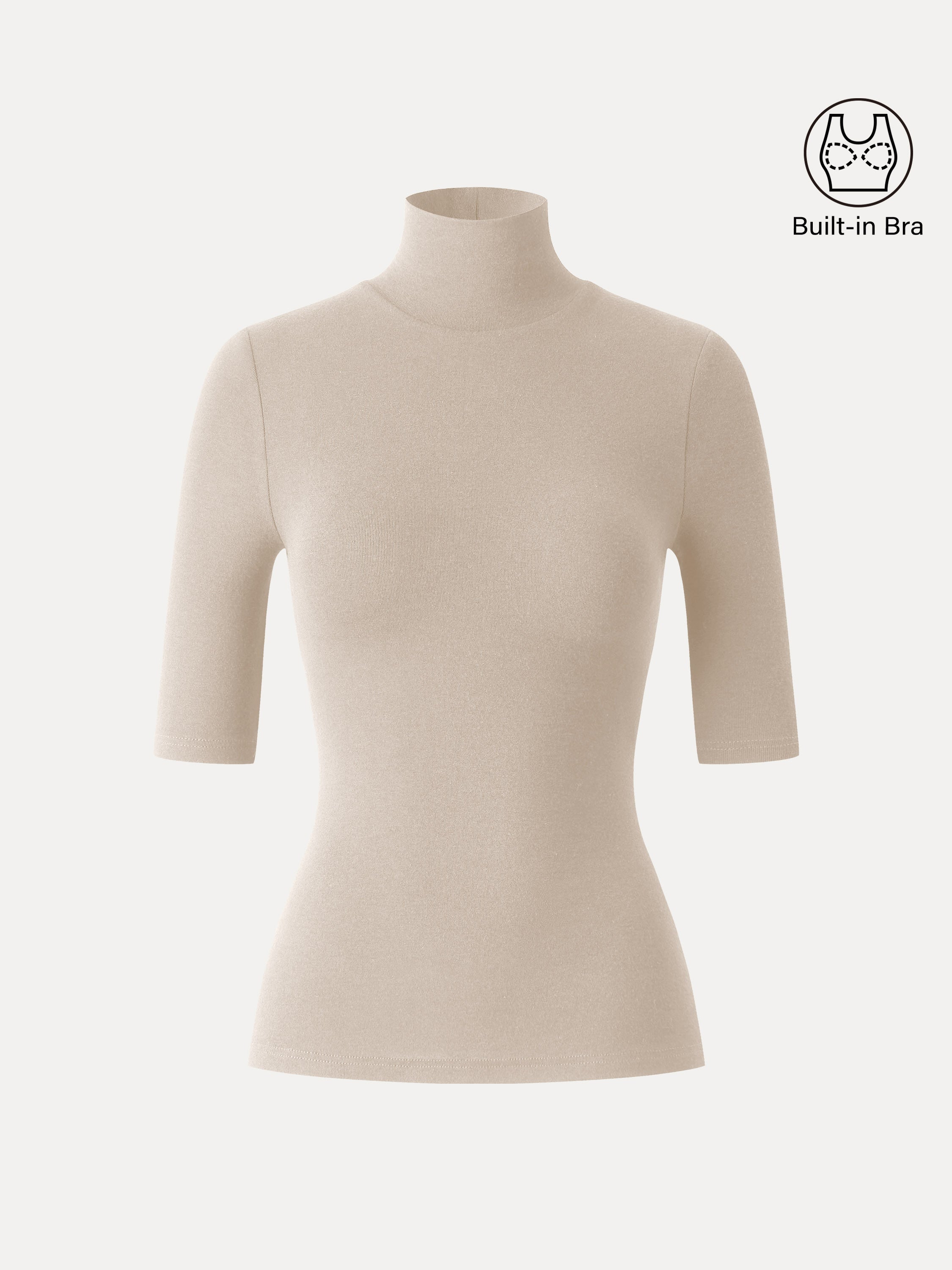 Essential Turtleneck Elbow Length Sleeve Brami Midnight Navy – Women > Tops > Bra Tops | FormaLuxe
