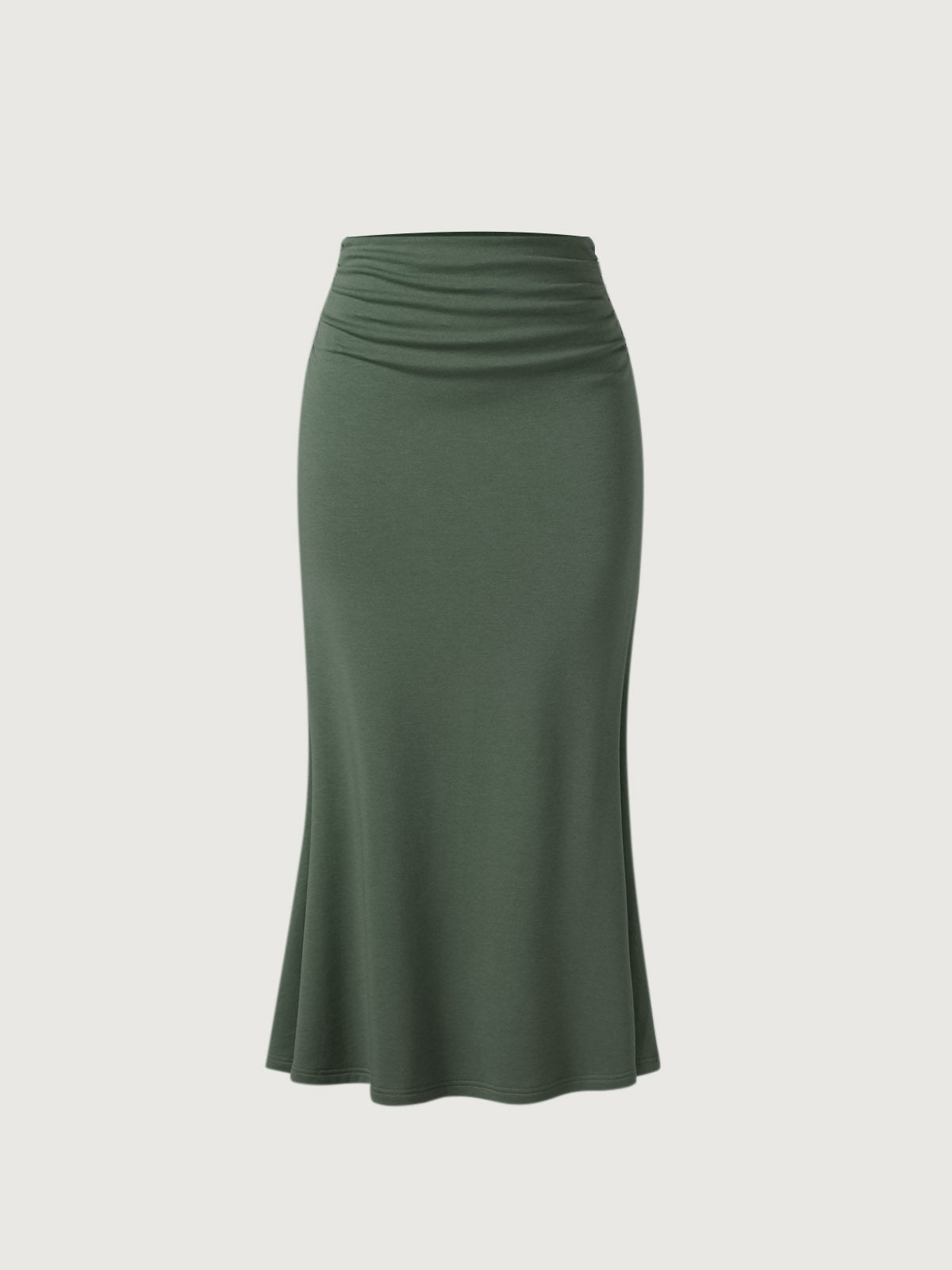 Jupe maxi sirène à côté froncé - Intérieur brossé Moss – Femmes > Bas > Jupes | FormaLuxe