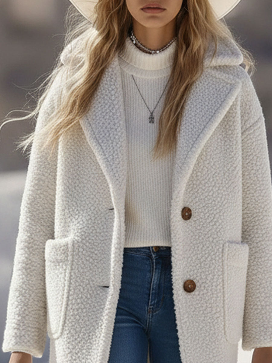 Western Vintage White Polar Fleece Coat | FormaLuxe