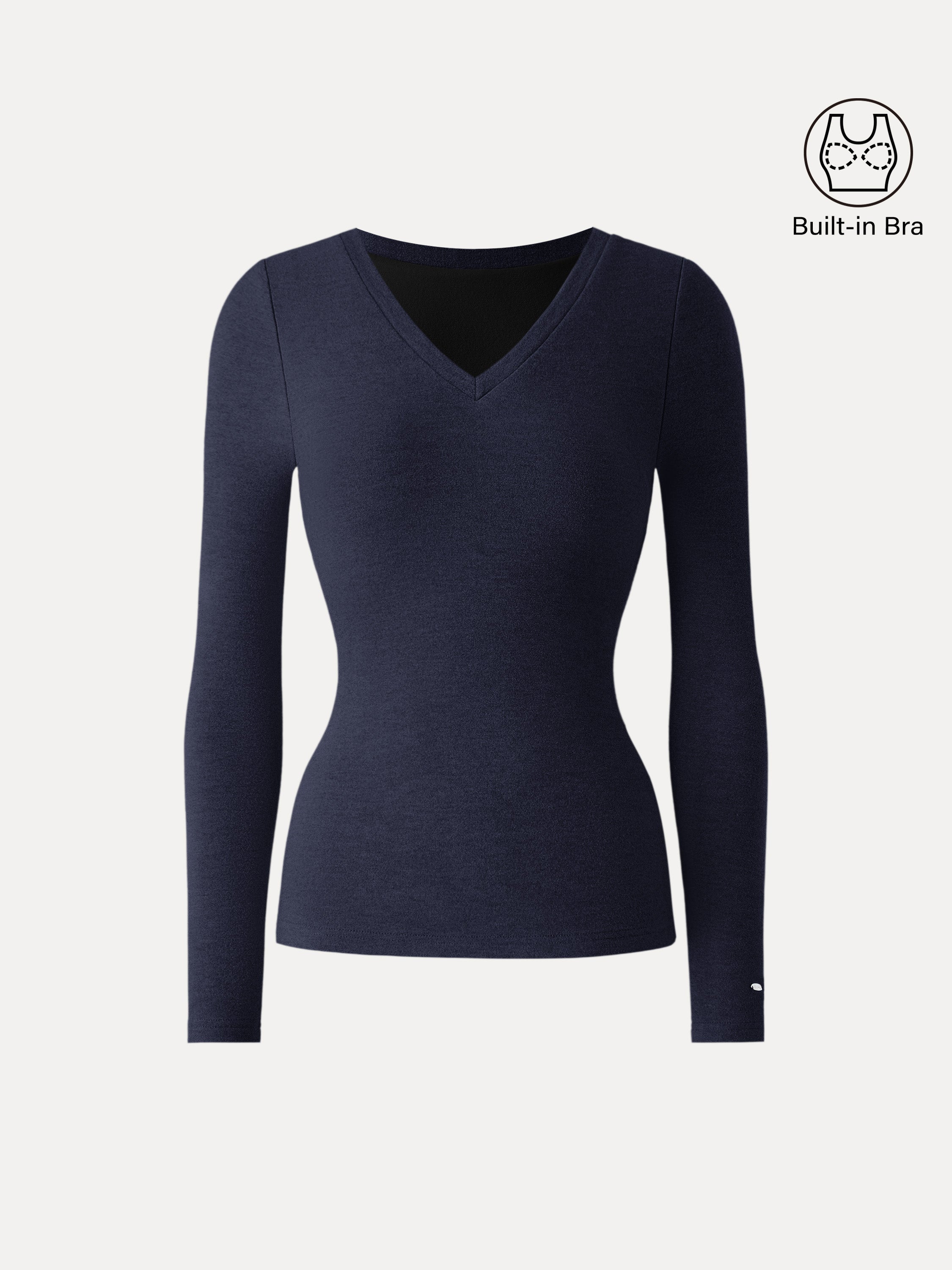 MaxWarm V-Neck Long Sleeve Brami Heather Grey – Women > Tops > Bra Tops | FormaLuxe
