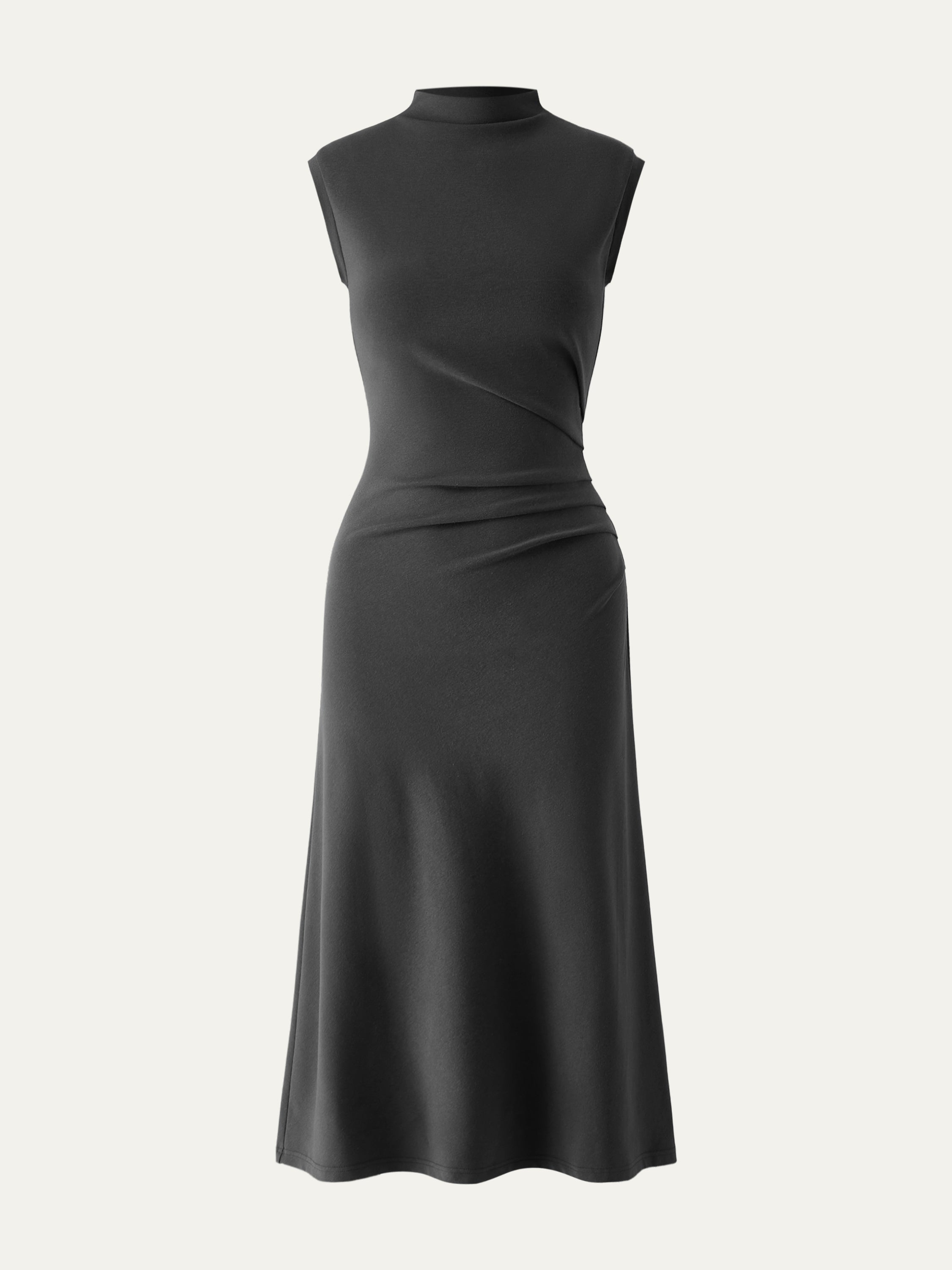 Mockneck Tucks Midi Dress Color – Women > Dresses > Midi Dresses | FormaLuxe
