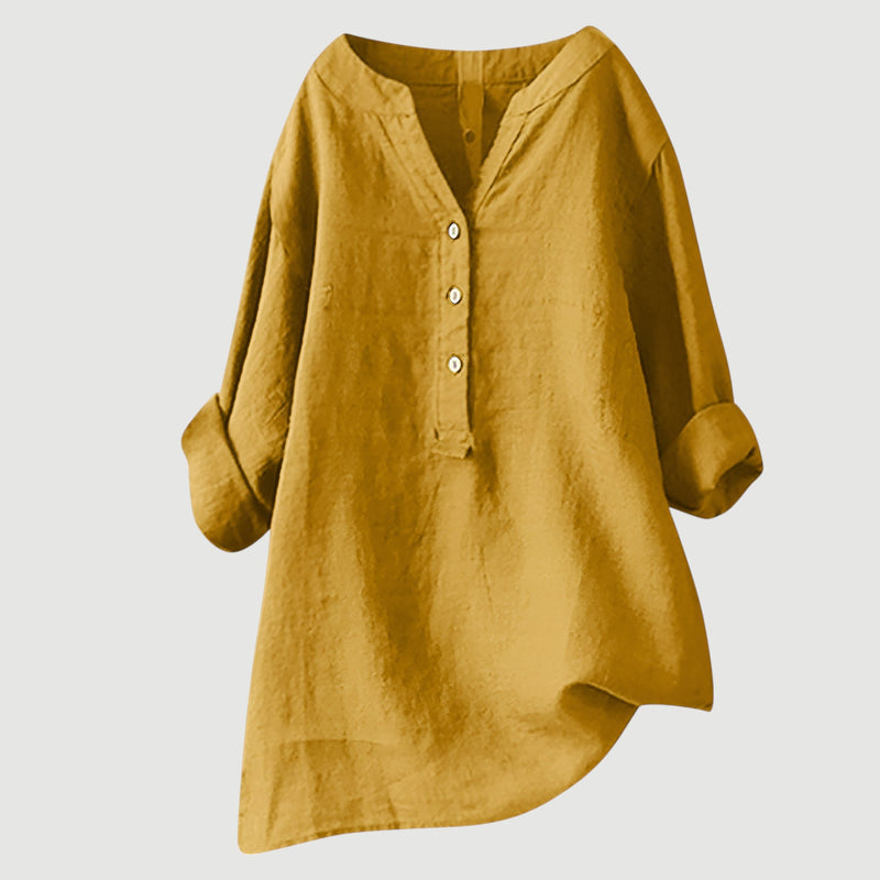 Zarina - Bequeme Leinenbluse Gelb | FormaLuxe