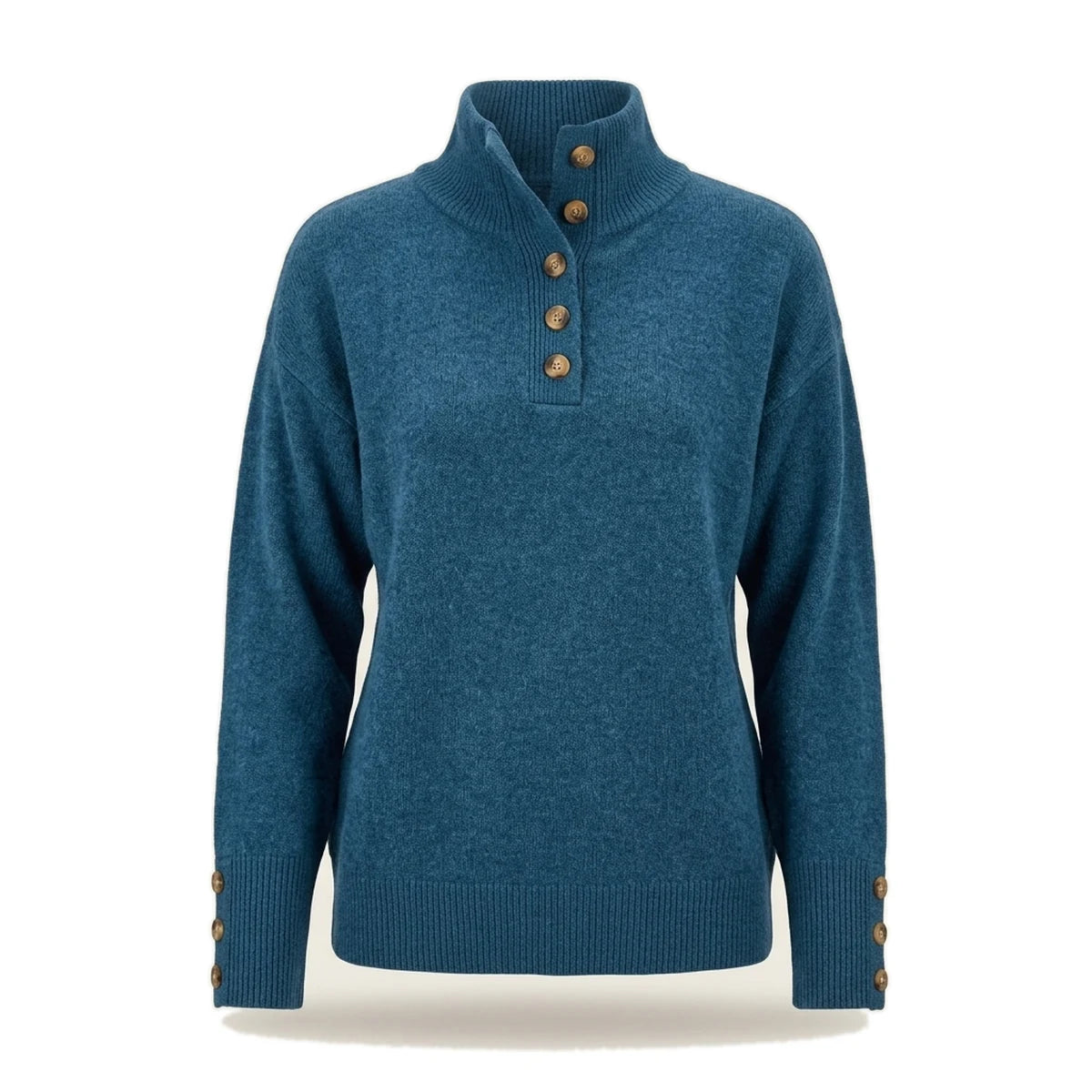 Frauke Pullover Damen mit Stehkragen in Pfauenblau